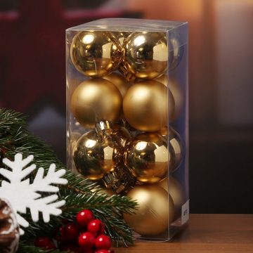 MARELIDA Weihnachtsbaumkugel Christbaumkugel Weihnachtskugel bruchfest D: 4cm gold 16er Set (16 St)