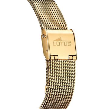 Lotus Quarzuhr LOTUS Damen Uhr Fashion 18719/2, Damenuhr eckig, klein (ca. 27mm) Edelstahlarmband gold