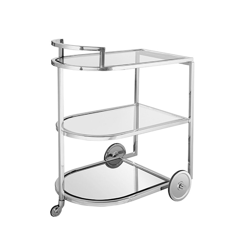 Fink Servierwagen SARONNA Barwagen - H.77cm x B.48cm - klar/silber - Edelstahl /Glas, (Wagen zum Servieren - Barwagen), Multifunktionaler Servierwagen: Küchenwagen, Rollwagen & Bartisch