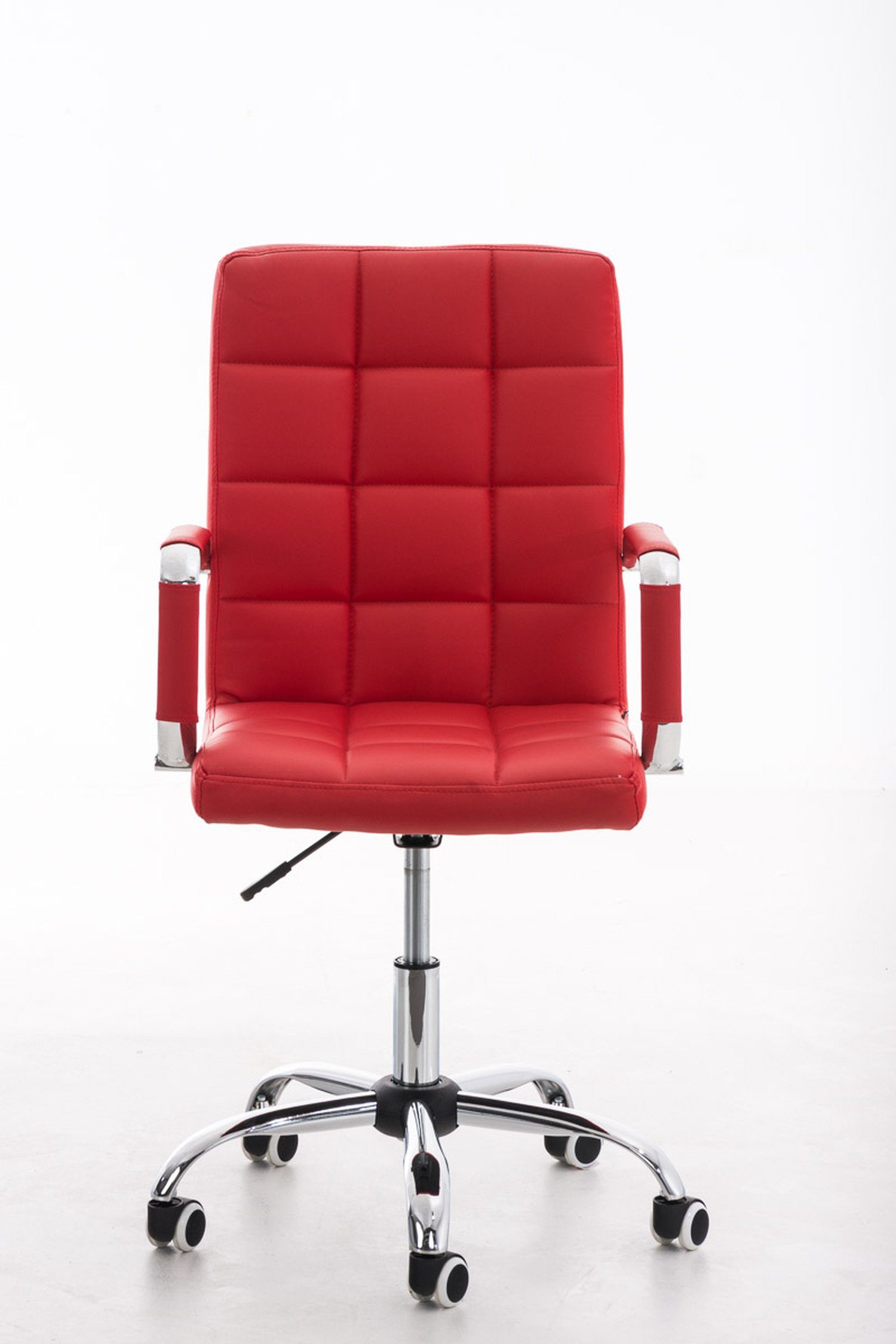 TPFLiving Bürostuhl Deal V2 mit bequemer Drehstuhl, Gestell: Konferenzstuhl, Chefsessel), Rückenlehne Kunstleder Sitzfläche: (Schreibtischstuhl, rot chrom - Metall