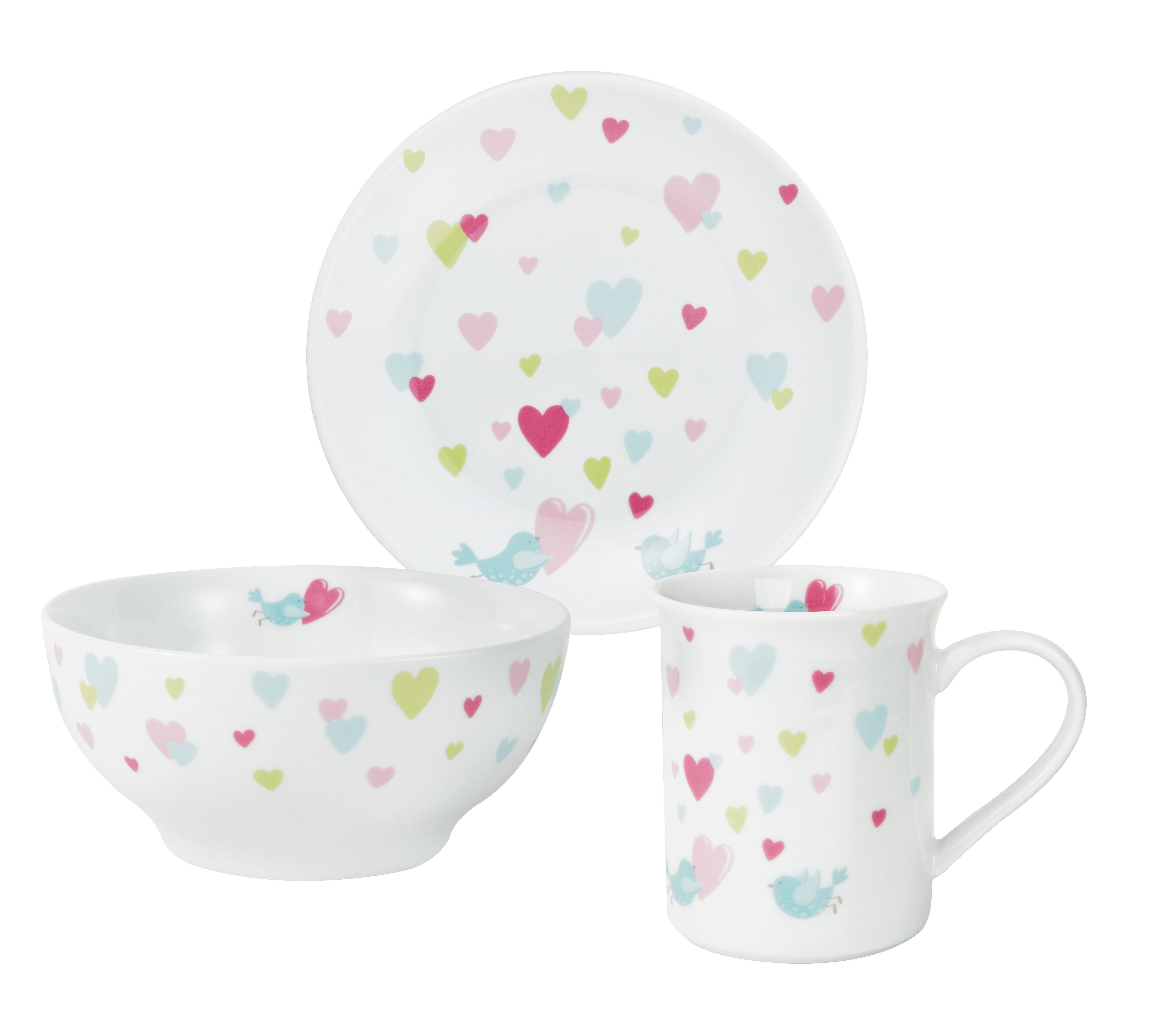 PURESIGNS Kindergeschirr-Set CORA (3-tlg), 1 Personen, Porzellan, Plastikfreier Essgenuss für die Kleinen