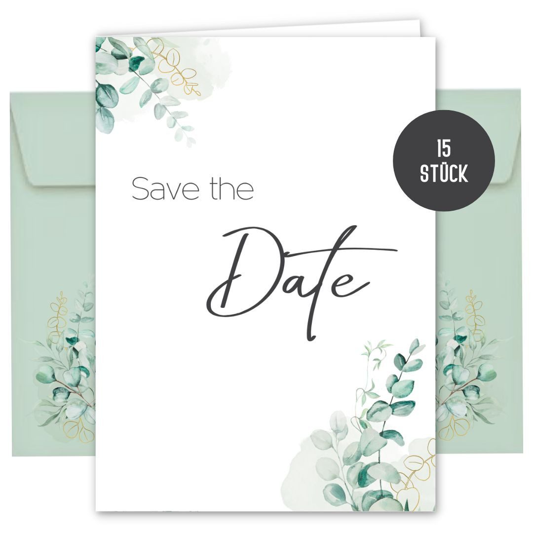 Things of Happiness Запрошення 15 Save the Date Karten + Umschlag DIN A6