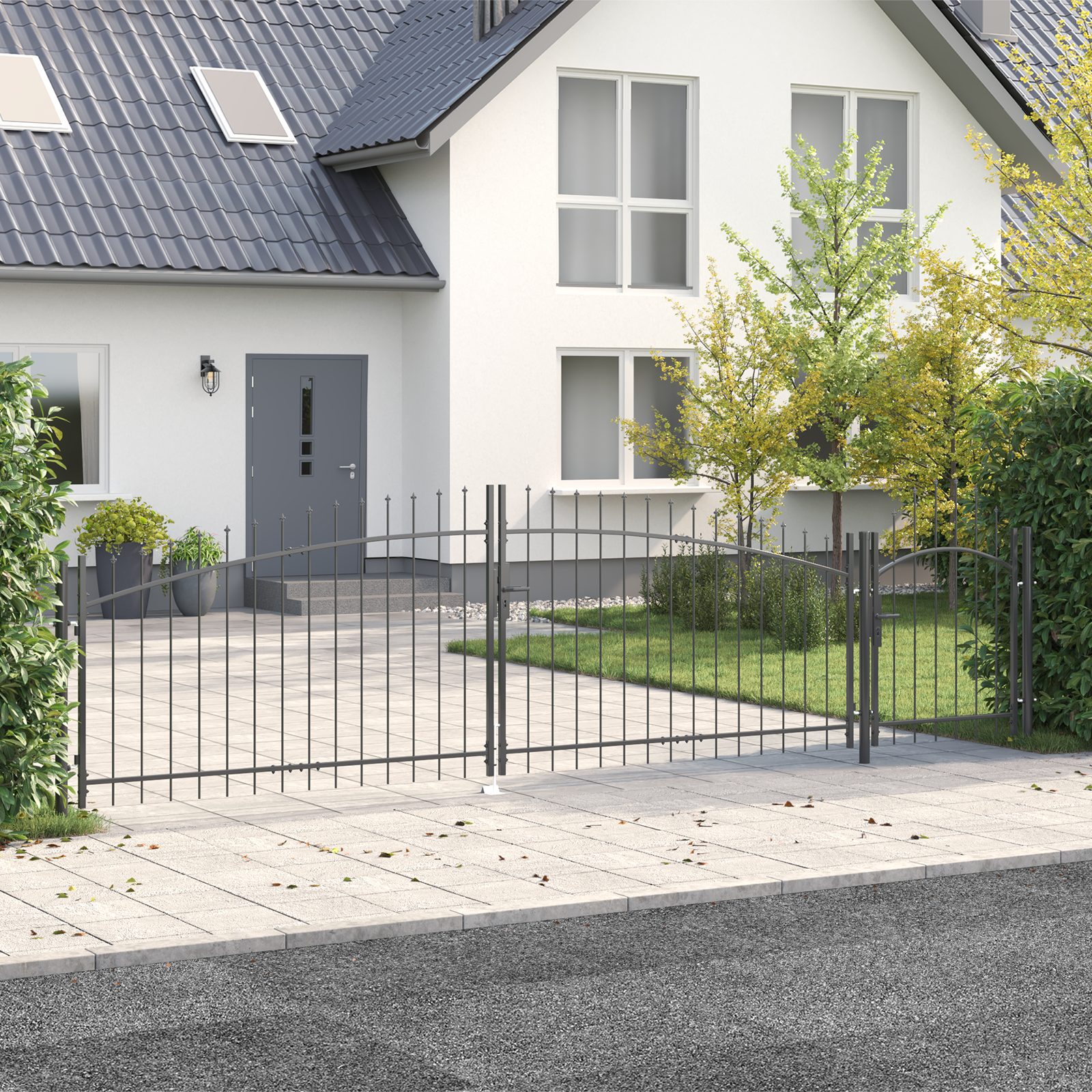 vidaXL Gartentor Gartentor mit Speartop Grau günstig online kaufen