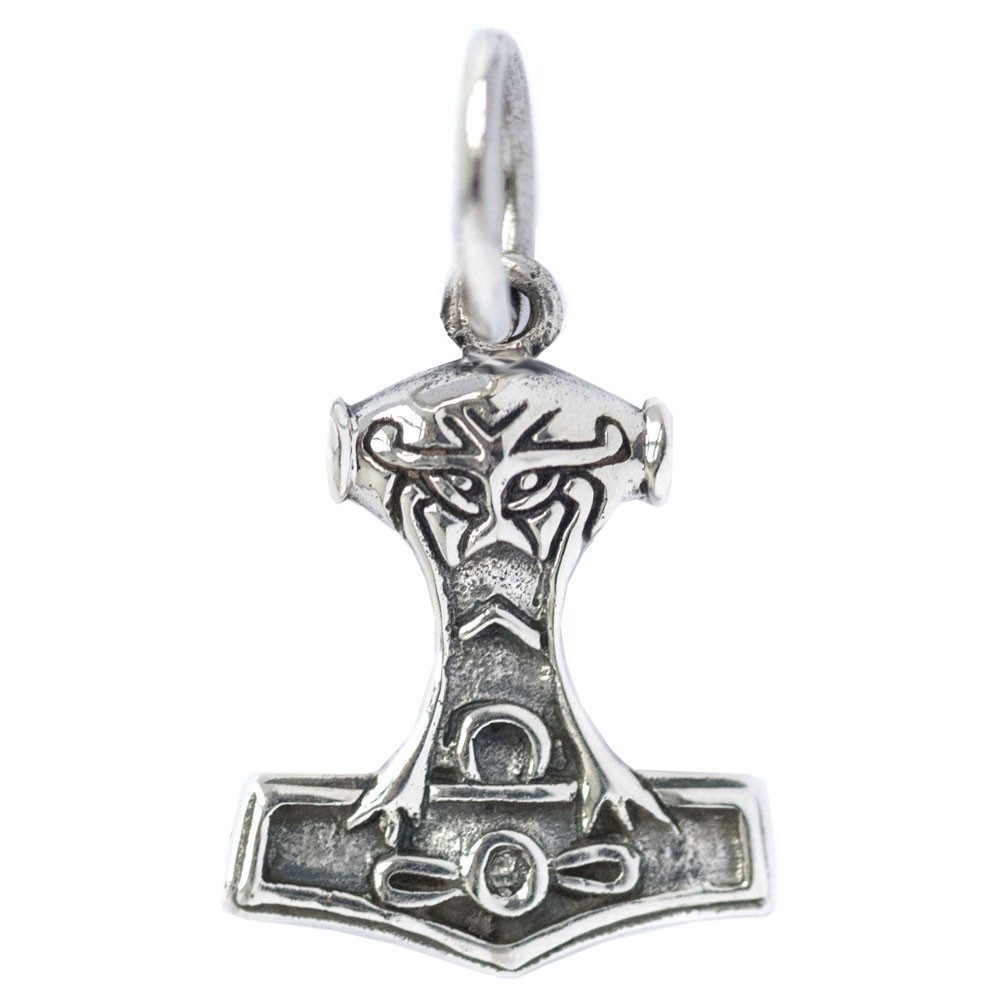 HOPLO Kettenanhänger Thors Hammer klein Schmuck Anhänger Silber Thorhammer 11x20mm inklusiv