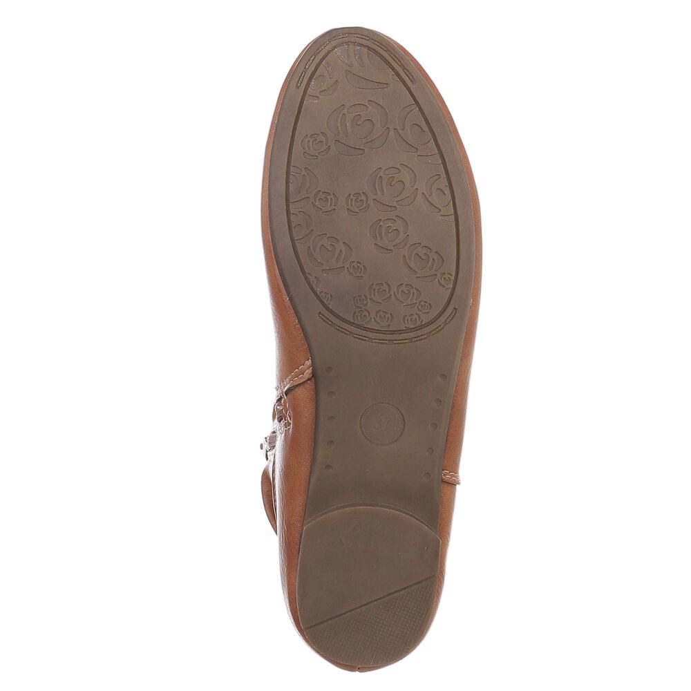 Ital-Design Damen Freizeit Stiefelette (88519463) Blockabsatz Flache Stiefeletten in Hellbraun – Bild 3 von 5