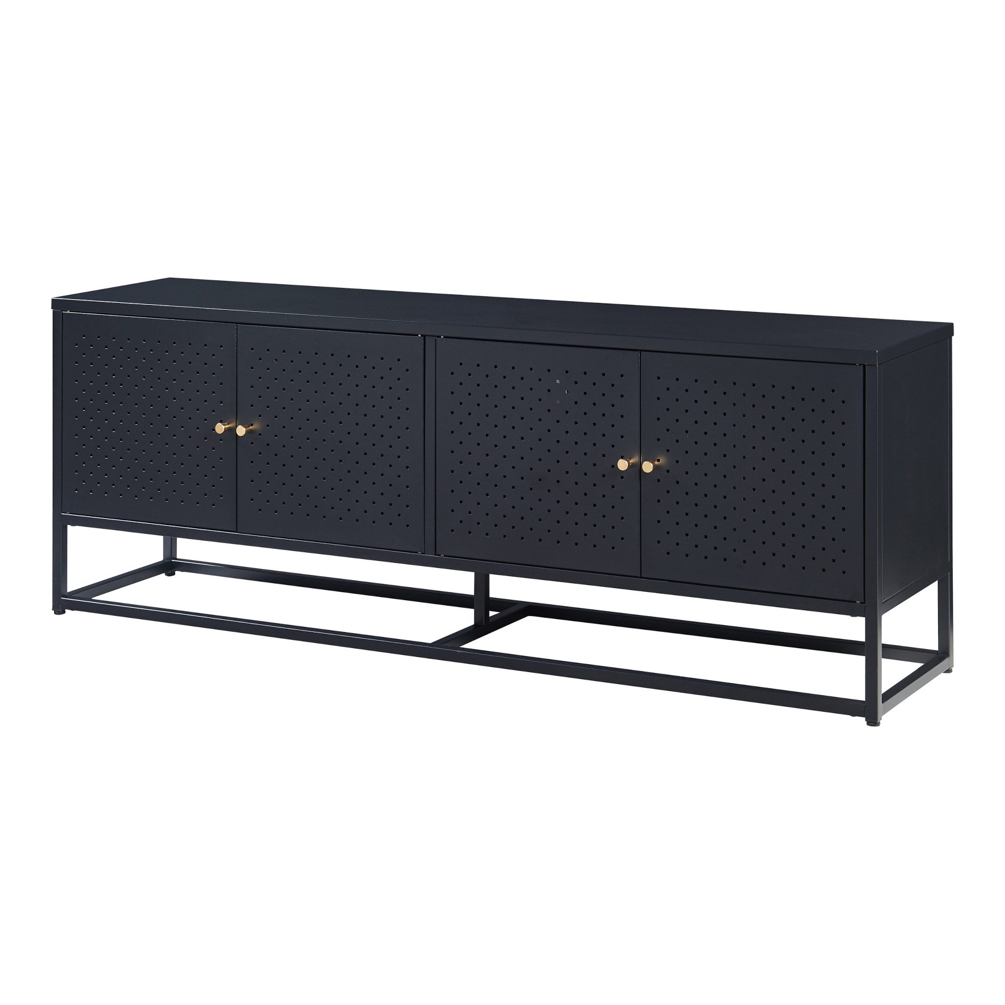 en.casa TV-Schrank »Janakkala« mit 4 Türen Stahl 153 x 35 x 55 cm Schwarz