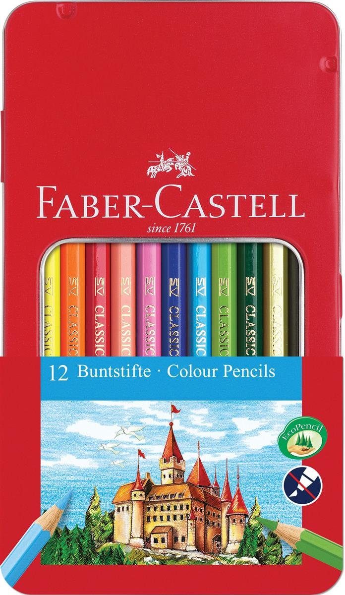 Faber-Castell Buntstift Hexagonal-Buntstifte CASTLE, 12er Metalletui