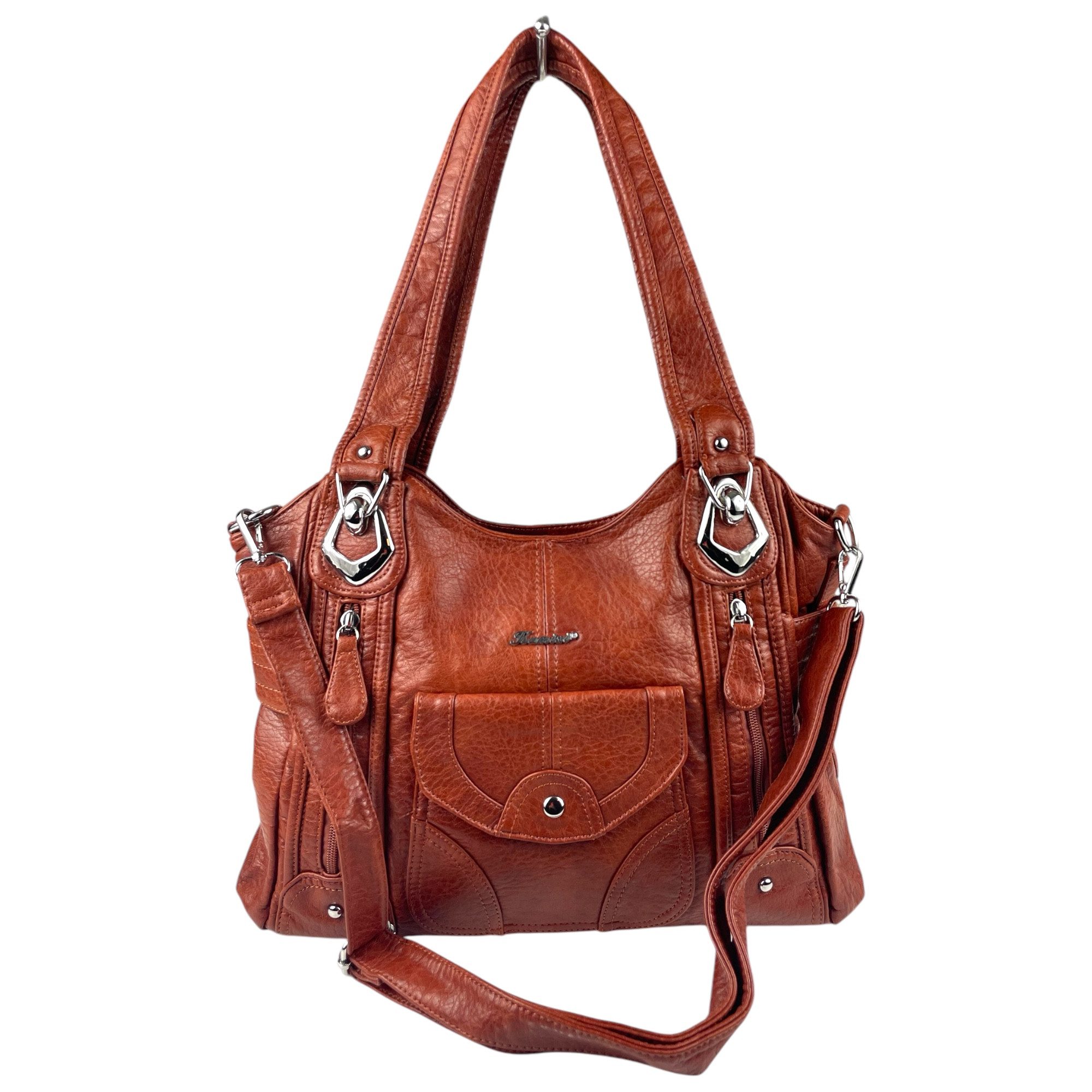 Taschen4life Schultertasche Damen Handtasche AK22106, sportlich modisches Design, abnehmbarer Trageriemen, lange Tragegriffe