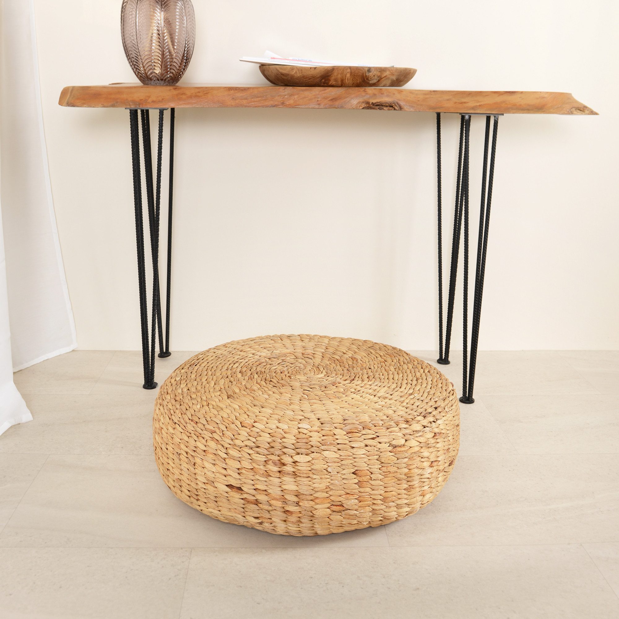 wohnfreuden Hocker Sitz-Pouf Bruno 55 cm aus Wasserhyazinthe natur, 30739 günstig online kaufen