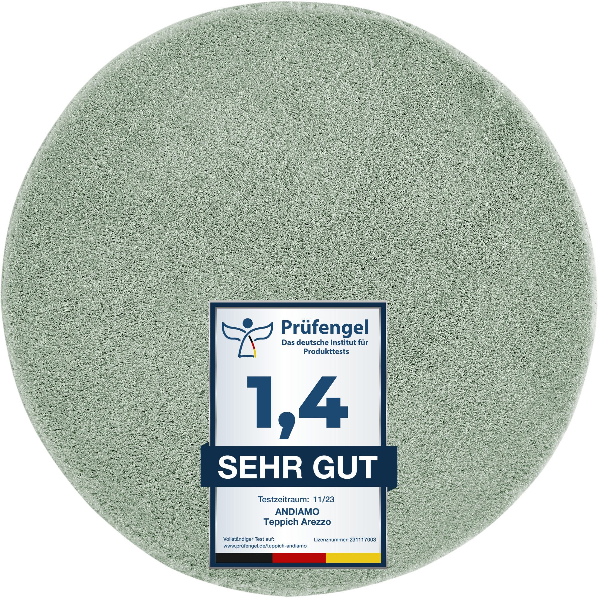 Andiamo Badematte Arezzo, Badvorleger, Badezimmer Teppich, Duschvorleger, Höhe 16 mm, rutschhemmend beschichtet, schnell trocknend, fußbodenheizungsgeeignet, Polyester, rund, Uni Farben, weich & kuschelig, auch in rund & als 2er Set erhältlich