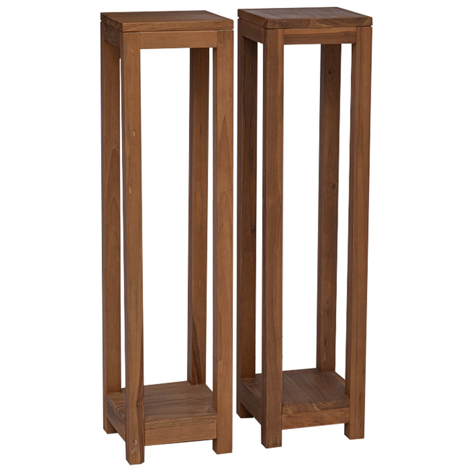 vidaXL Blumenständer Pflanzenständer 2 stk. Natur 25 x 25 x 100 cm Massivholz (2 St)