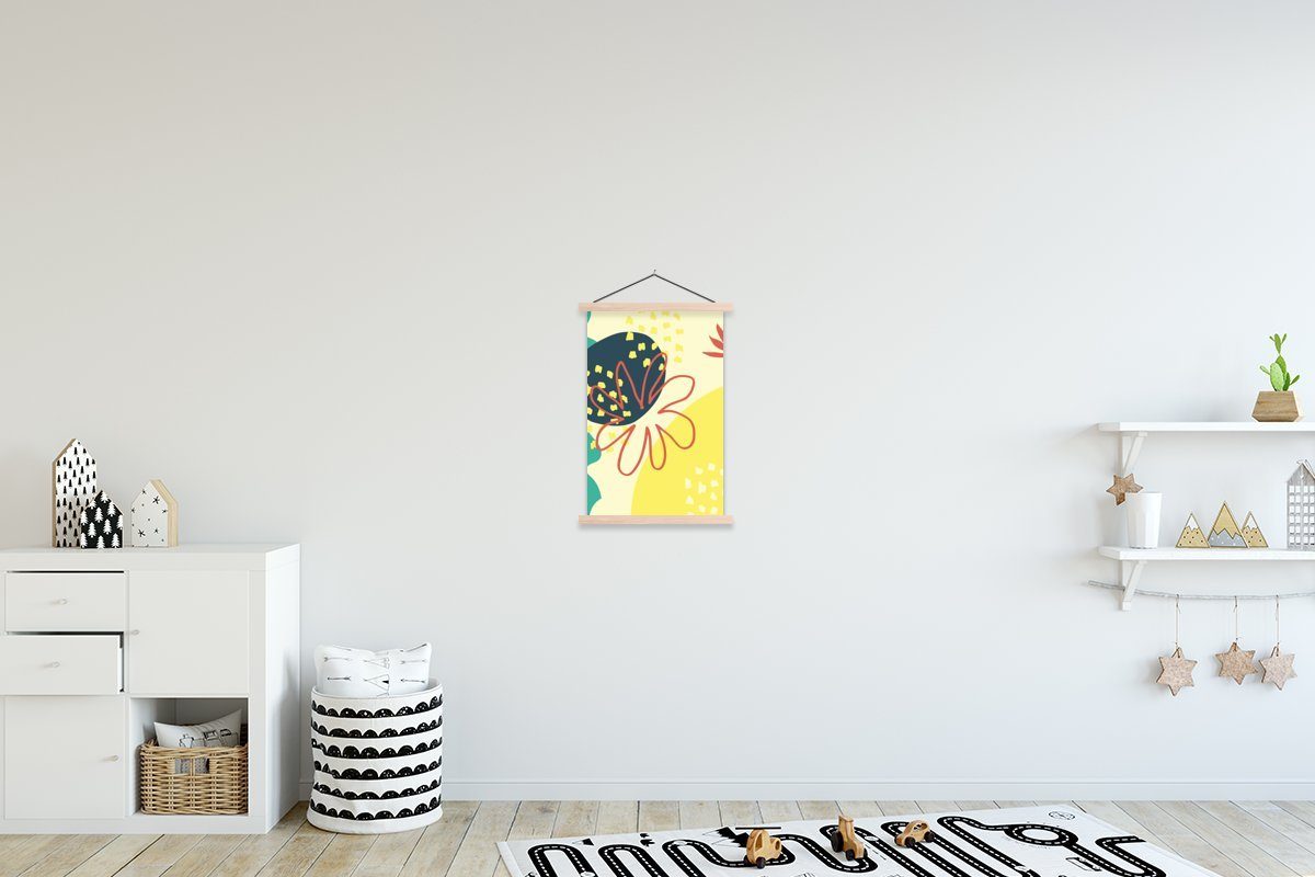 MuchoWow Poster Sommer - Blume - Pastell, (1 St), Posterleiste, Textilposter für Wohnzimmer, Bilderleiste, Magnetisch | Poster