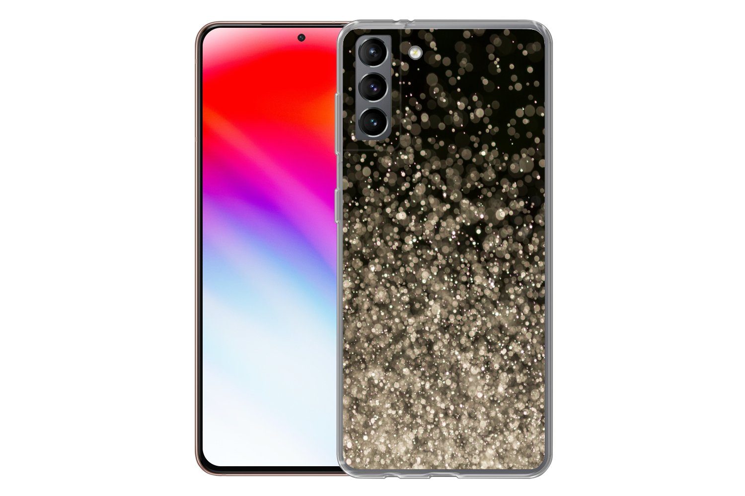 MuchoWow Handyhülle für Samsung Galaxy S21 Plus Glitzer - Abstrakt - Design, Phone Case, Silikon, Schutzhülle Dünn