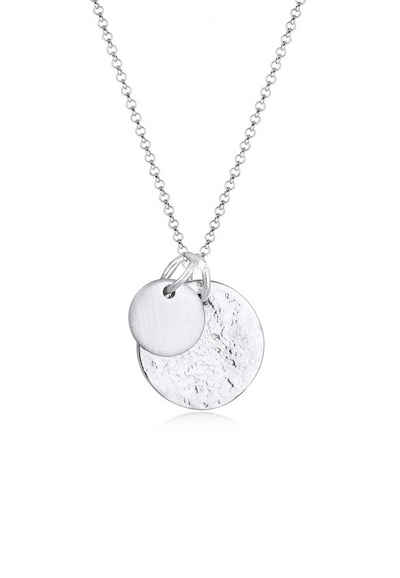 Elli Kette mit Anhänger Plättchen Münzen Organic Look 925 Silber
