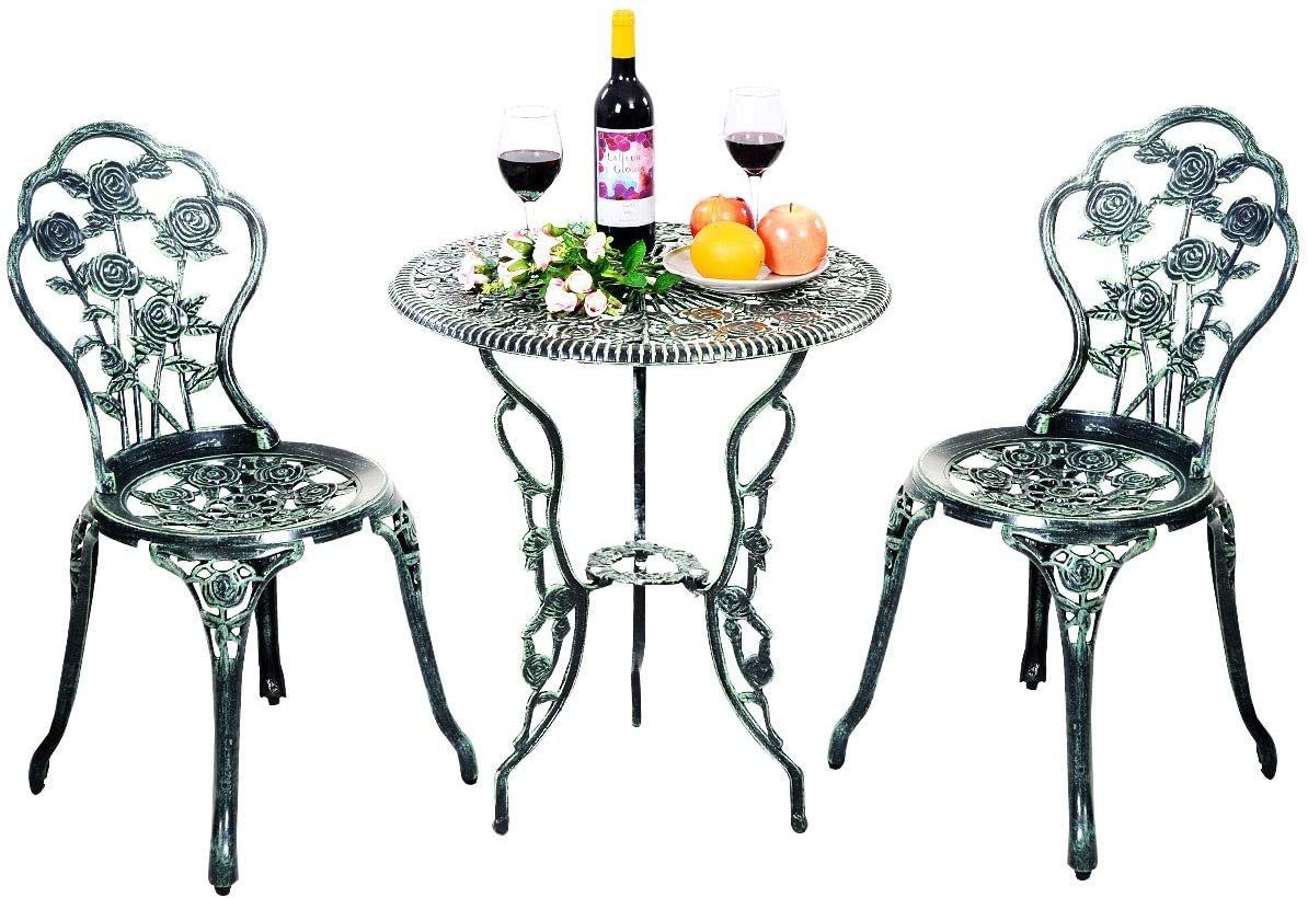 COSTWAY Sitzgruppe Gartengarnitur, (3-tlg), mit Schirmloch & 2 Stühle