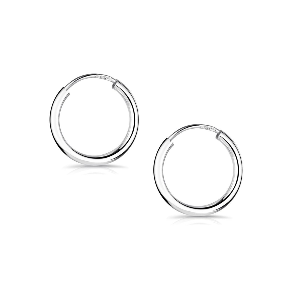 Materia Paar Creolen Unisex Silber Creolen Basic klein Ø13mm SO-368, 925 Sterling Silber, rhodiniert