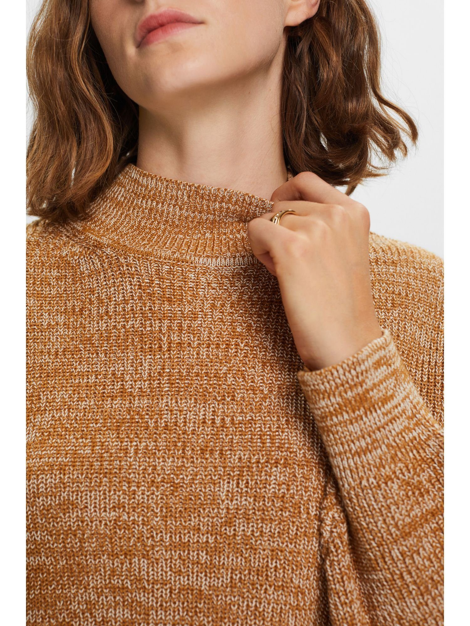 Esprit Stehkragenpullover Rippstrickpullover CAMEL Stehkragen mit