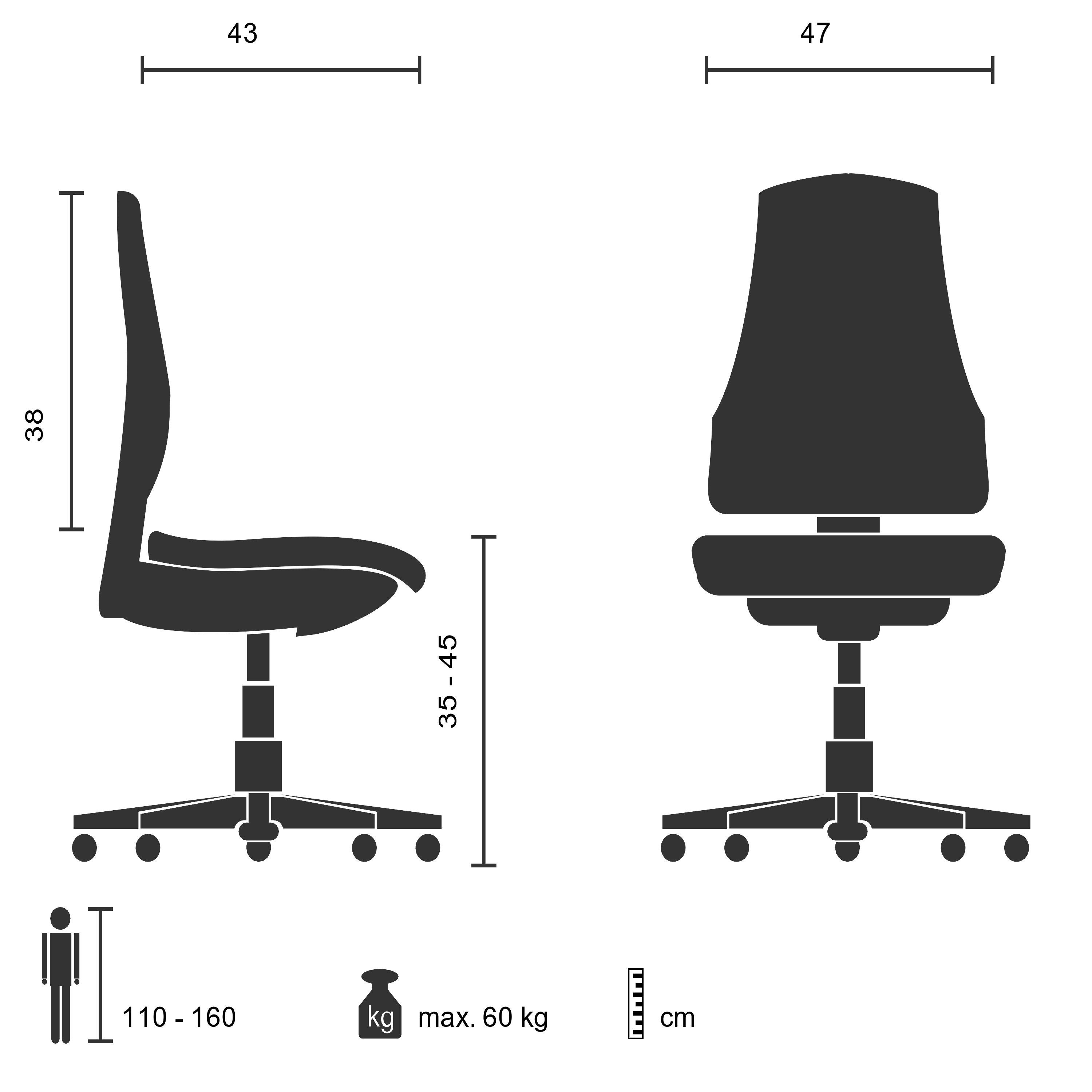 hjh OFFICE Drehstuhl Kinderdrehstuhl JOY ohne Blau St), ergonomisch Armlehnen (1 II Stoff mitwachsend