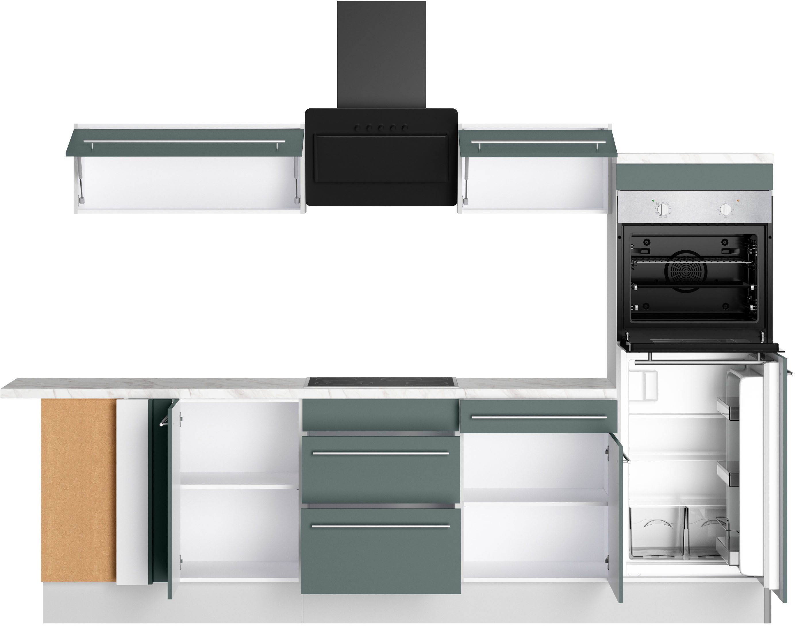 KOCHSTATION Küche KS-Bern2, Stellmaße 295 x 175 cm, wahlweise mit E-Geräten