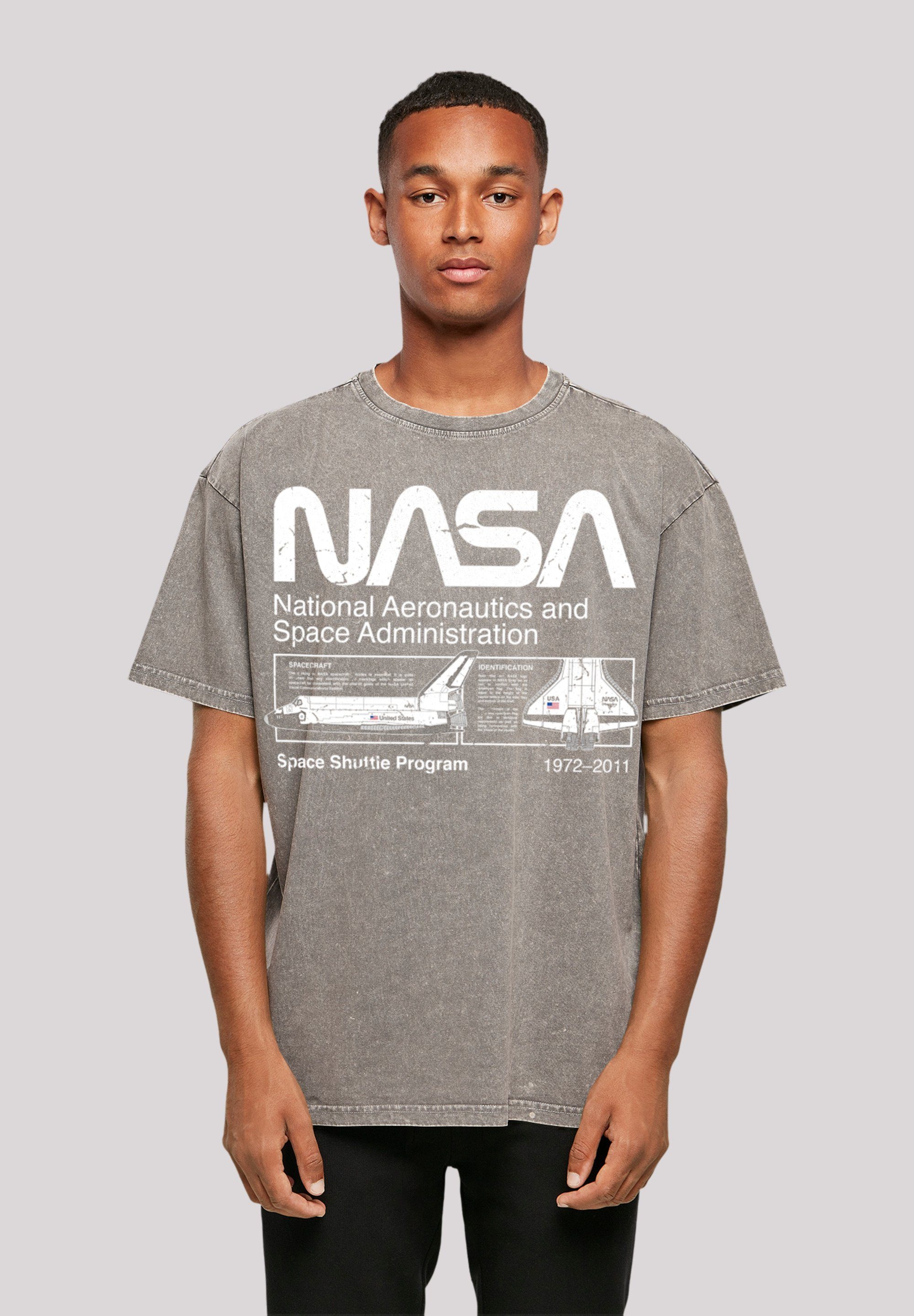 F4NT4STIC T-Shirt Classic Space Shuttle Print Asphalt