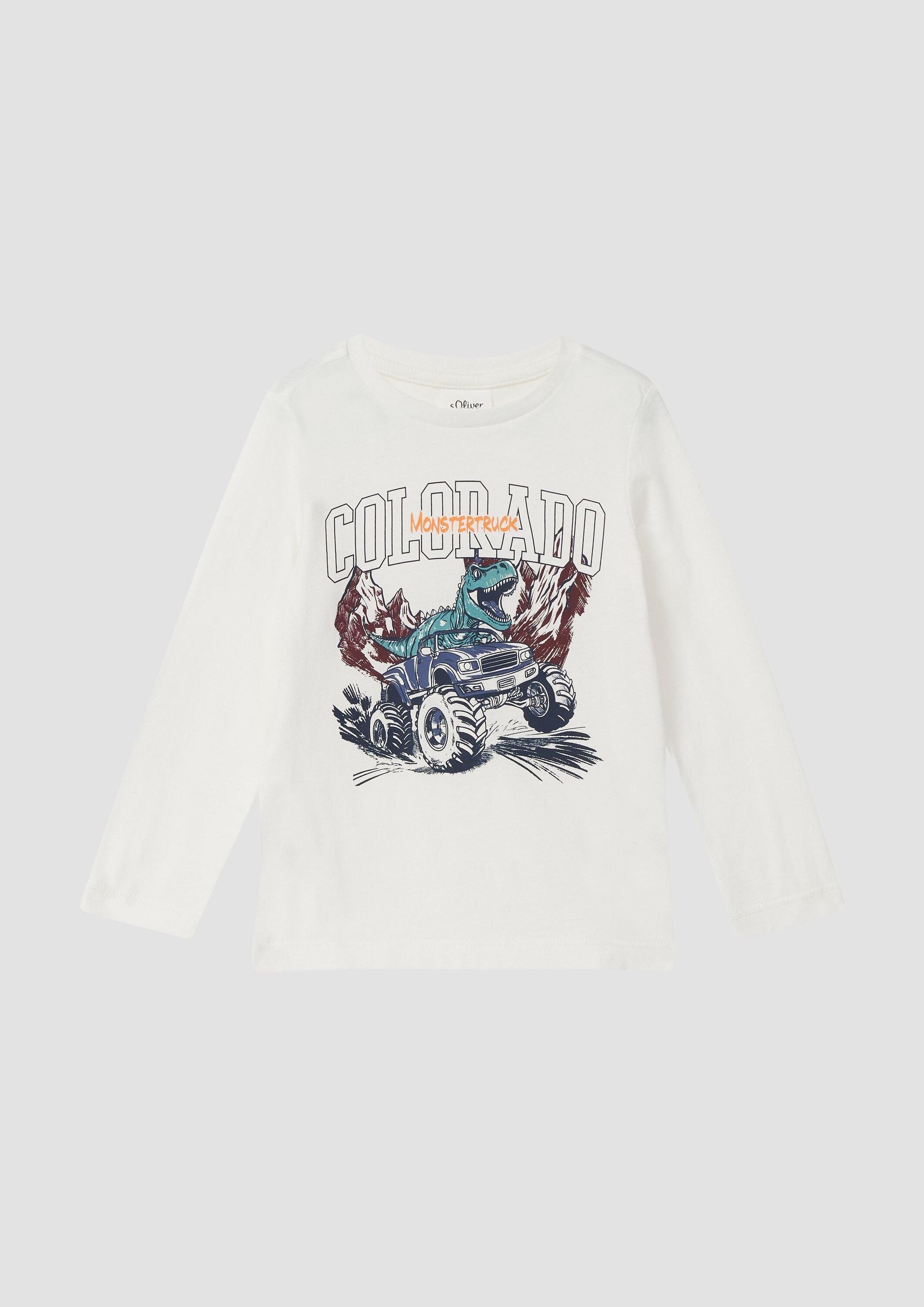 s.Oliver Langarmshirt T-Shirt Longsleeve mit großem Dino-Print