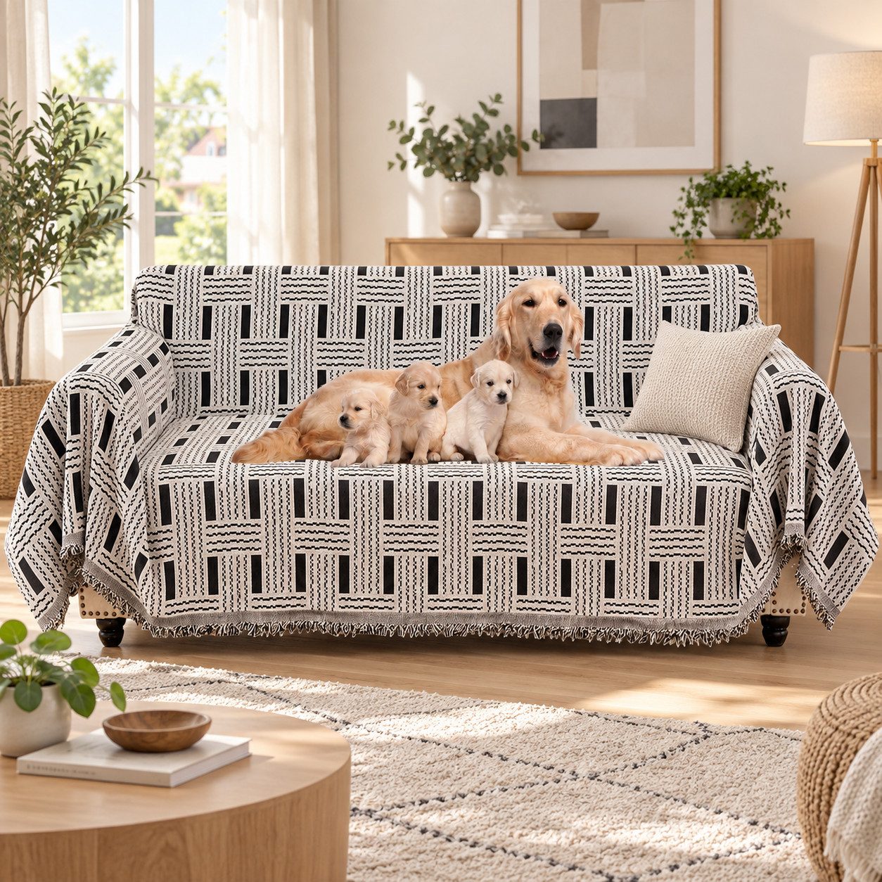 Rosnek Sofabezug Chenille Sofaüberwurf, Sofabezug mit Muster, waschbar, in 4 Farben, Weiche Sofadecke als Couchüberwurf für Wohnzimmer, Sofa & Sofabett