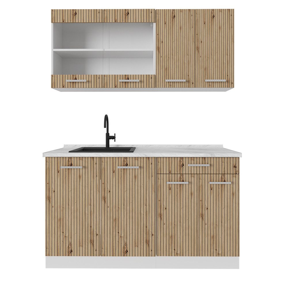 Vicco Küchenzeile R-Line, Artisan Eiche/Weiß, 140 günstig online kaufen
