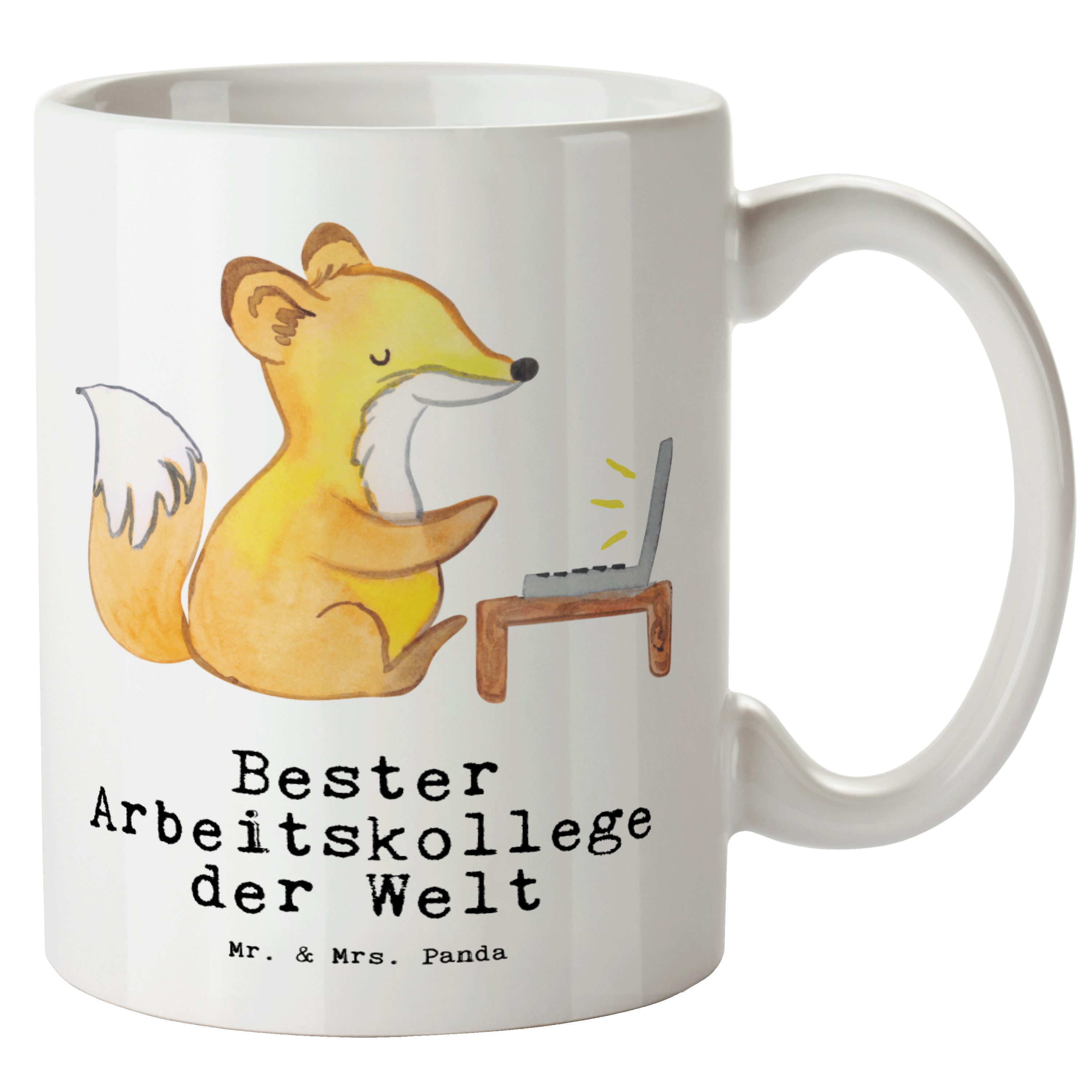 Mr. & Mrs. Panda Tasse Fuchs Bester Arbeitskollege der Welt - Weiß - Geschenk, Beruf, spülma, XL Tasse Keramik