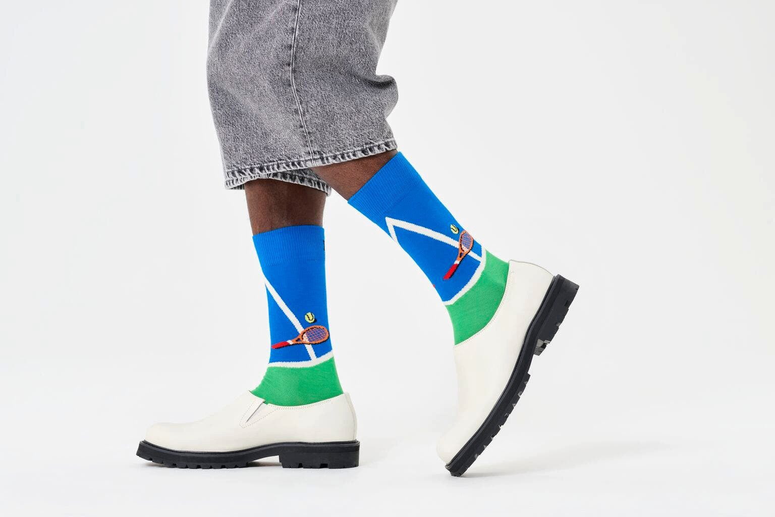 Happy Socks Socken Tagessocke Crew Tennisschläger blau/grün - 1 Paar günstig online kaufen