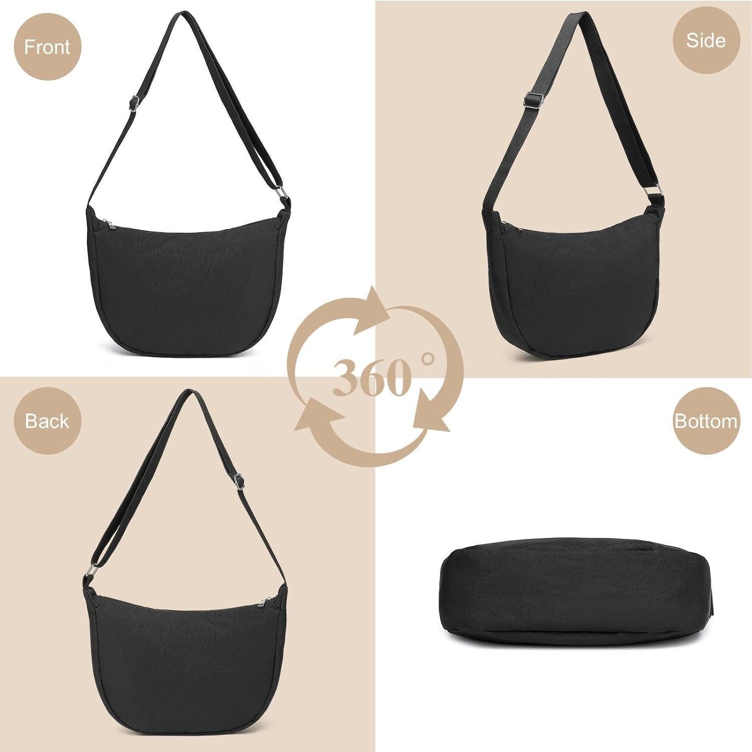 LuxusKollektion Umhängetasche Damen Halbmond Crossbody Schultertasche Nylon Verstellbarer Gurt
