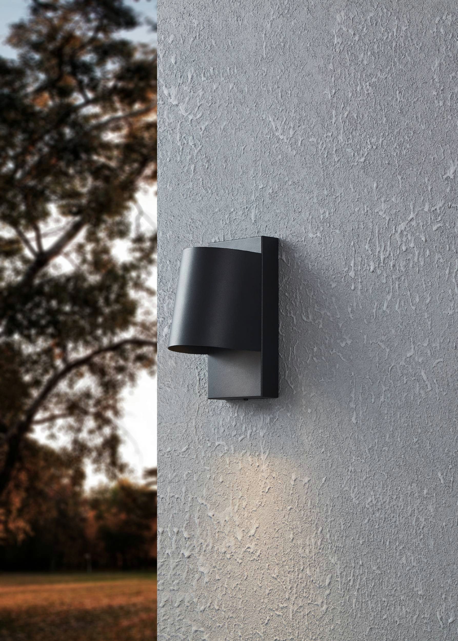 EGLO Wandleuchte Stagnone Wandlampe, Außenbeleuchtung, Metall, GU10, IP54, Außenleuchte, LED fest integriert, Wand-/Deckenleuchte - L10 x H20,5 x AL12,5 cm - schwarz - 1X4,6W inkl.