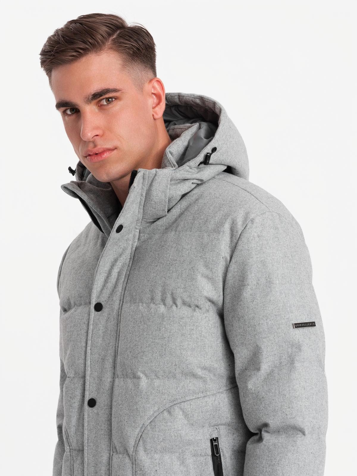 OMBRE Winterjacke Herren-Freizeit-Pufferjacke mit Wolle – Bild 4 von 5