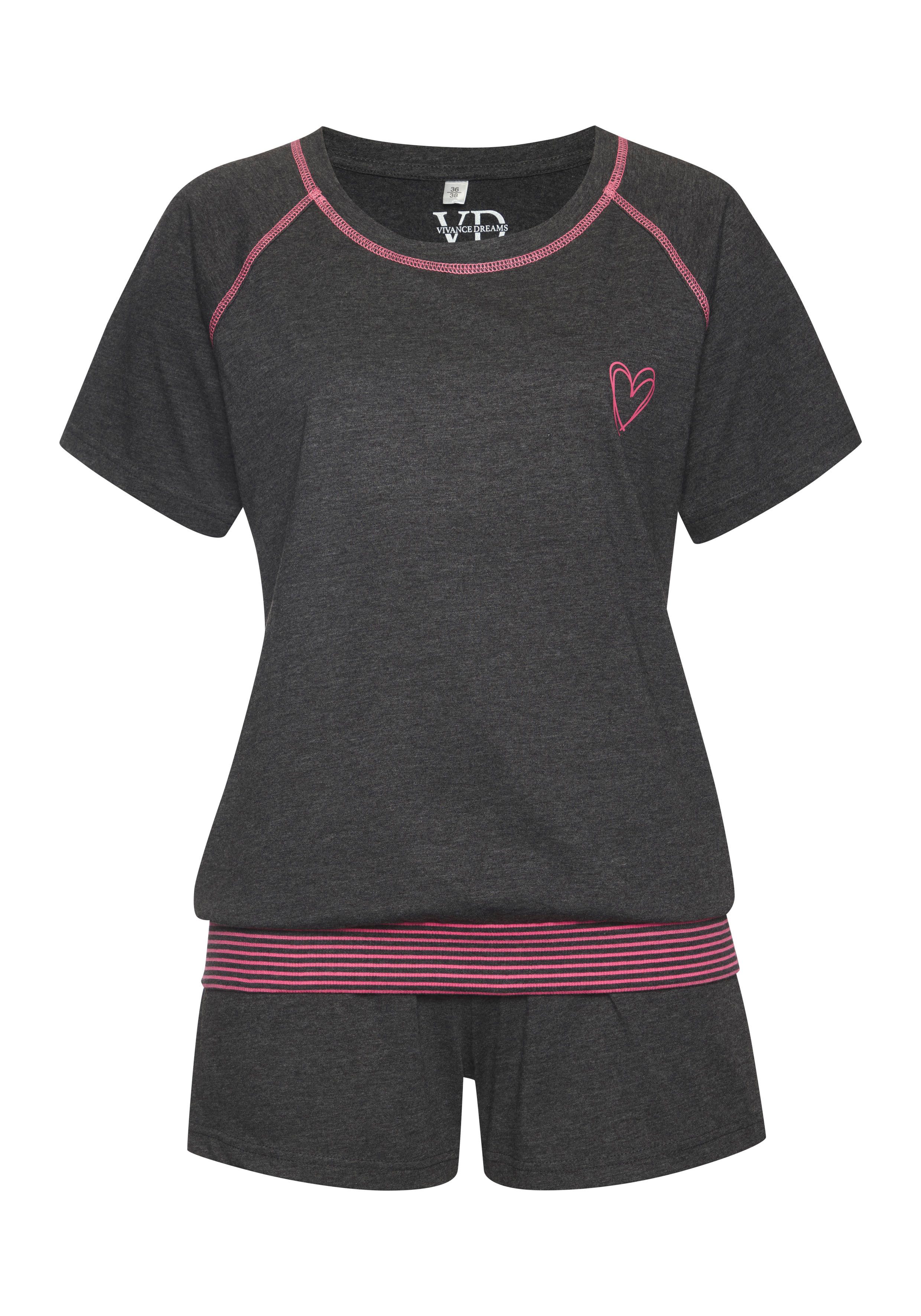 Vivance Dreams Shorty (2 tlg) mit dekorativen Flatlock-Nähten in Neonfarben günstig online kaufen