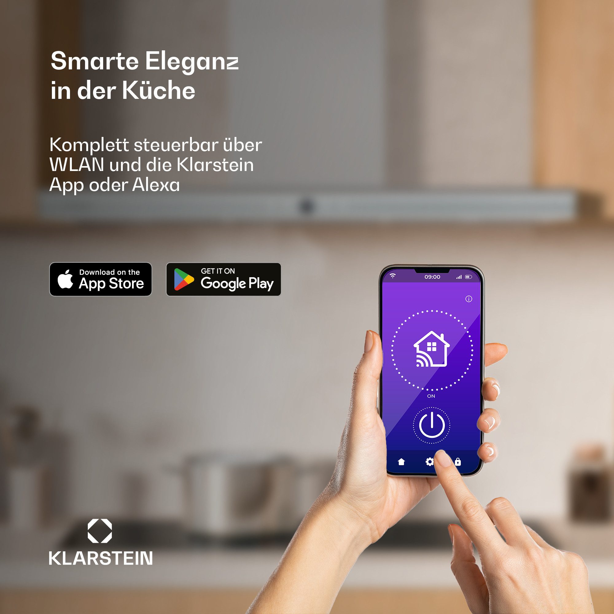 Klarstein Deckenhaube Auriana 90 Serie CGCH7_Auriana_90WH Auriana 90, Dunstabzugshaube Kopffreihaube Abzughaube Abluft Umluft