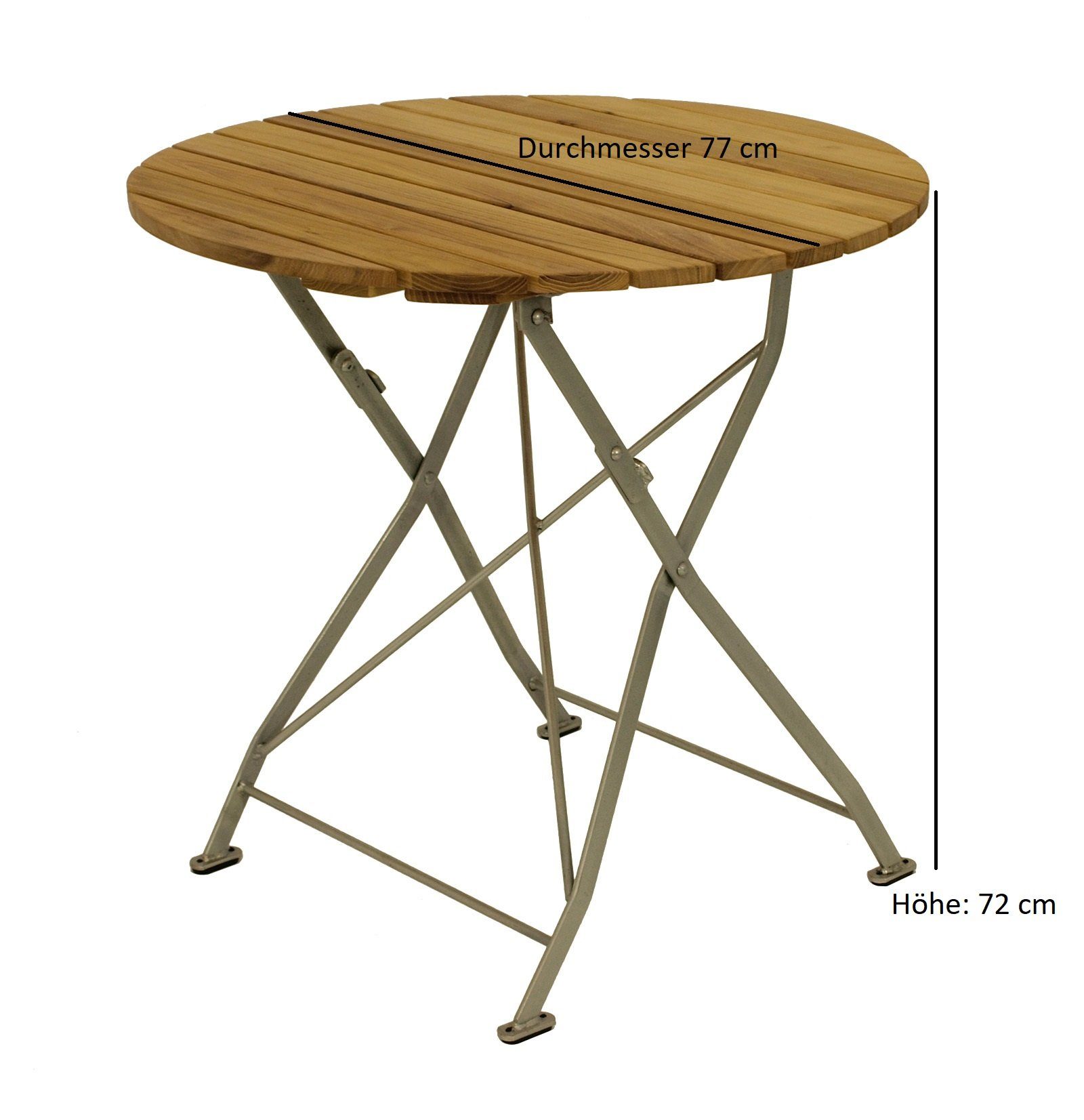DEGAMO Gartentisch BAD TÖLZ (1-St), rund 77cm, Gestell Flachstahl verzinkt, Belattung Robinie, klappbar