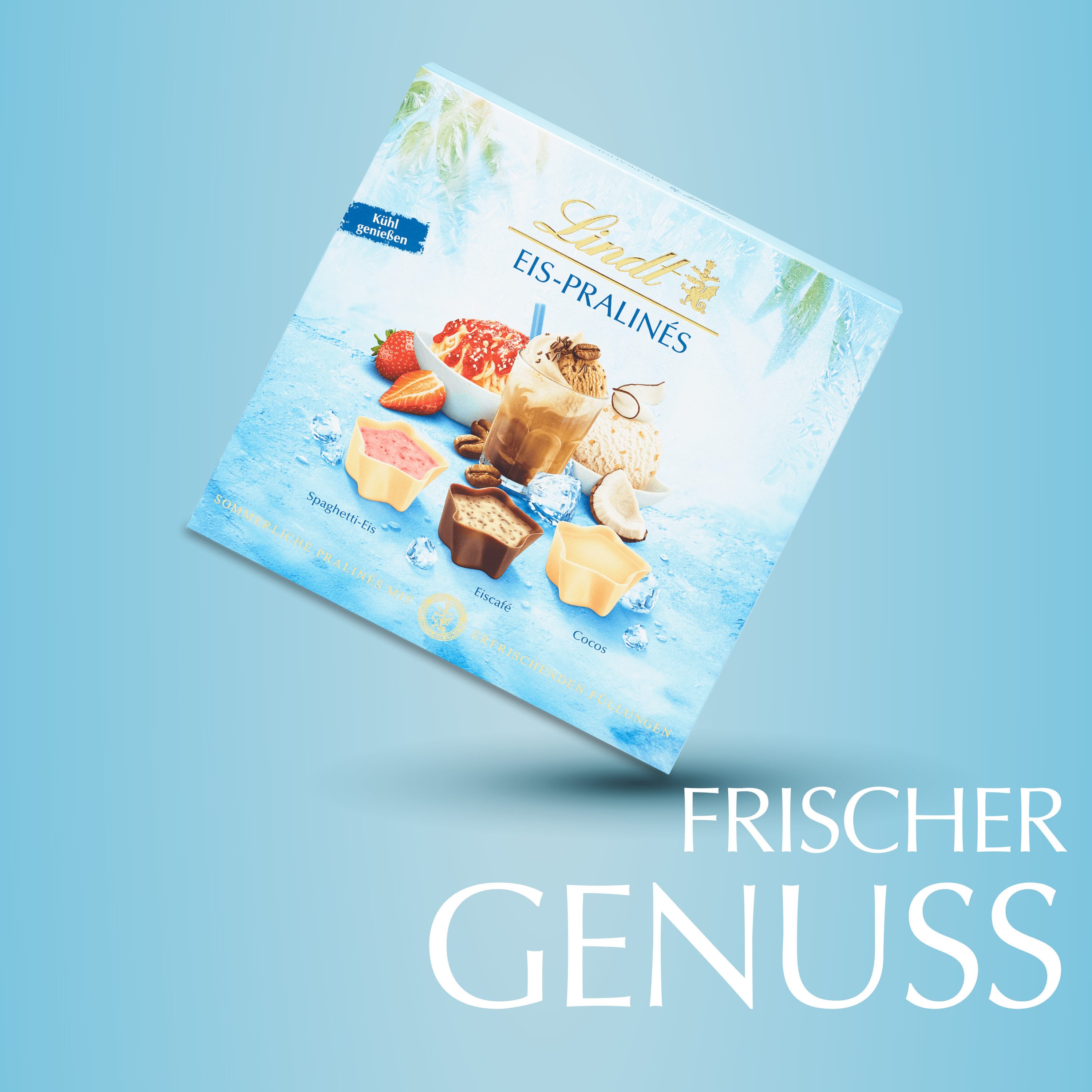LINDT Schokolade 148g Eis Pralines Schachtel Sommer Schokolade Pralinen Geschenk Vorrat, 1 x 148 g, 1 St.