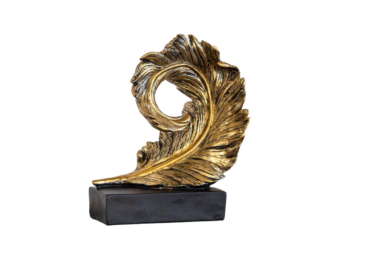 Dekofigur IDYL Moderne Skulptur Figur Resin "Feder auf Sockel"
