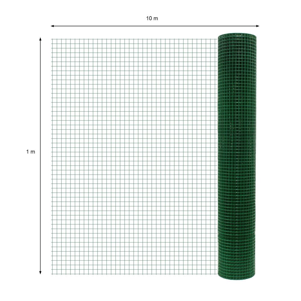 ECD Germany Volierendraht Drahtgitter Stahl verzinkt Maschendraht 4-Eck Drahtzaun Schweißgitter, (1-St), Grün Maschendrahtzaun 1x10 m Maschengröße 19x19mm Draht – Bild 5 von 5