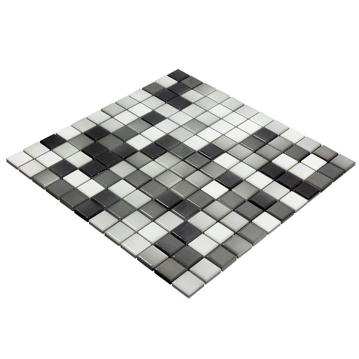 Mosafil Mosaikfliesen Keramikmosaik Fliesen Galleria, Keramik 29.700x29.700, weiß-grau, Verlegefertig auf ein Netz geklebt - Frostsicher - Wasserdicht -