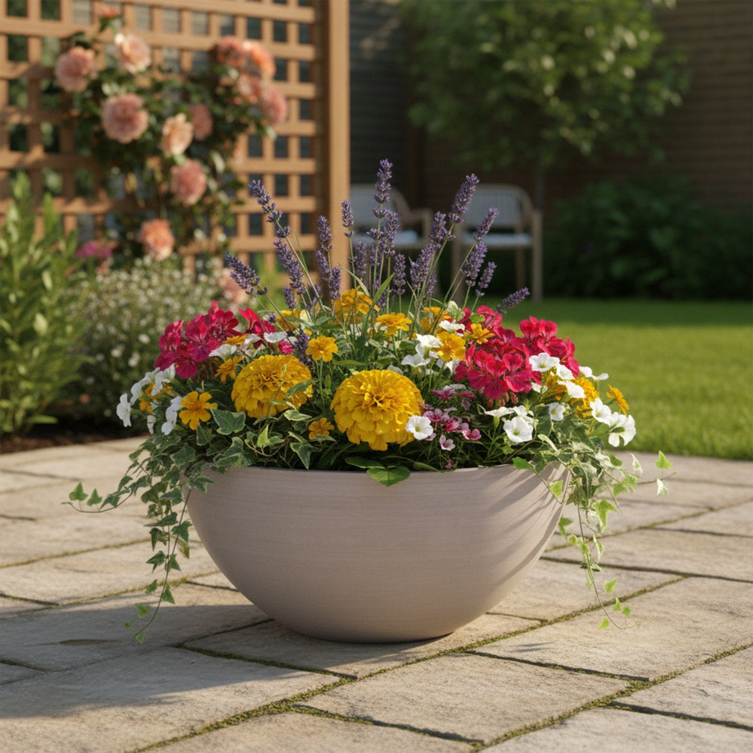 colourliving Blumentopf Pflanzkübel "BOWL" Ecostone – Rund, nachhaltig & wetterfest, Stilvolle Nachhaltigkeit für drinnen und draußen