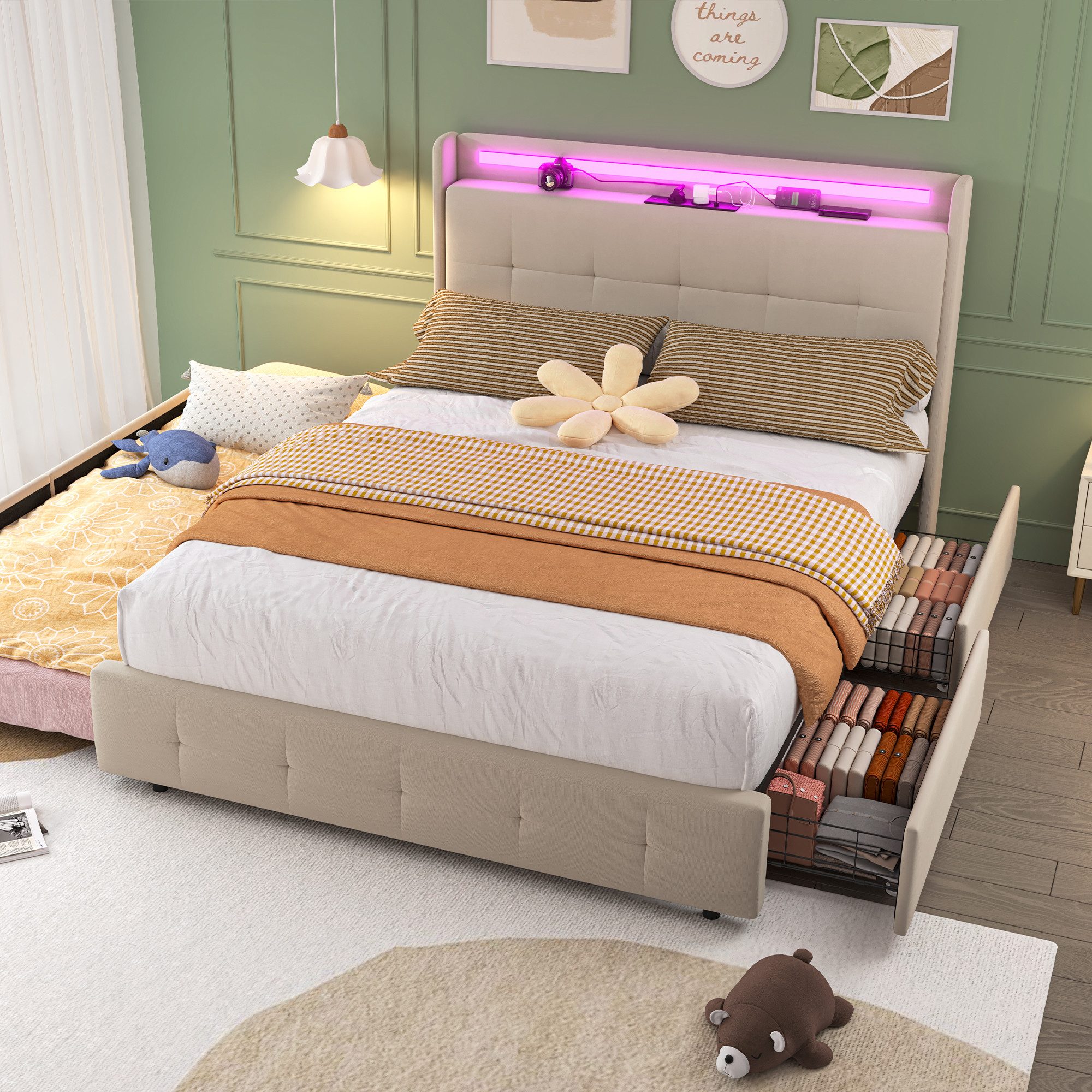 KLAM HOME Polsterbett Doppelbett Stauraumbett mit günstig online kaufen