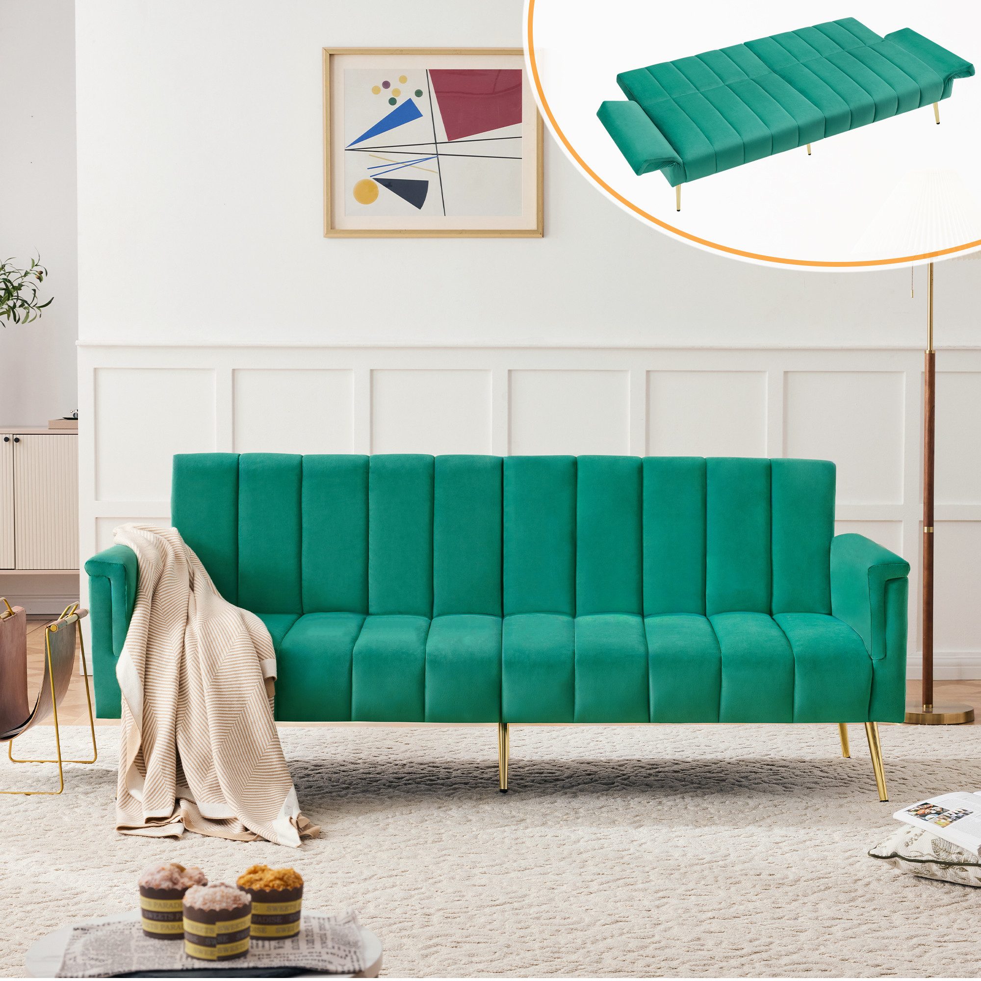 Odikalo Schlafsofa Gepolstertes Sofa Samtstoff klappbares günstig online kaufen