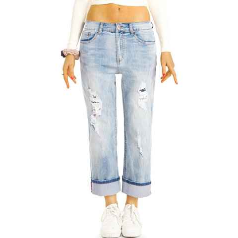 be styled 7/8-Jeans Medium waist Mom Jeans Boyfriend 7/8 Destroyed - Damen - j33L-2 mit Stretch-Anteil, 5-Pocket-Style