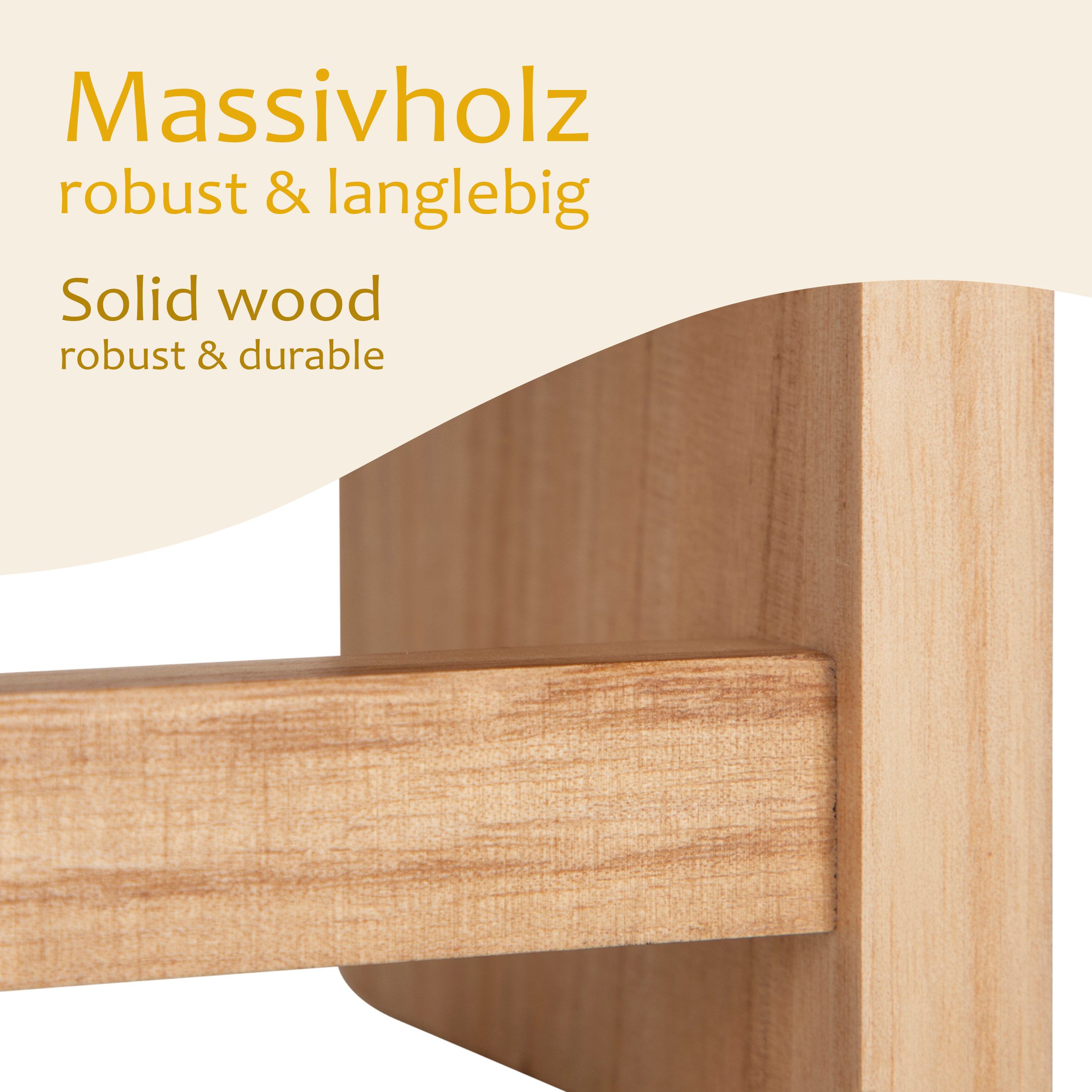 ONVAYA Wandregal Massivholz ǀ Naturholz oder Weiß ǀ 4er-Set aus Holz – Bild 4 von 5