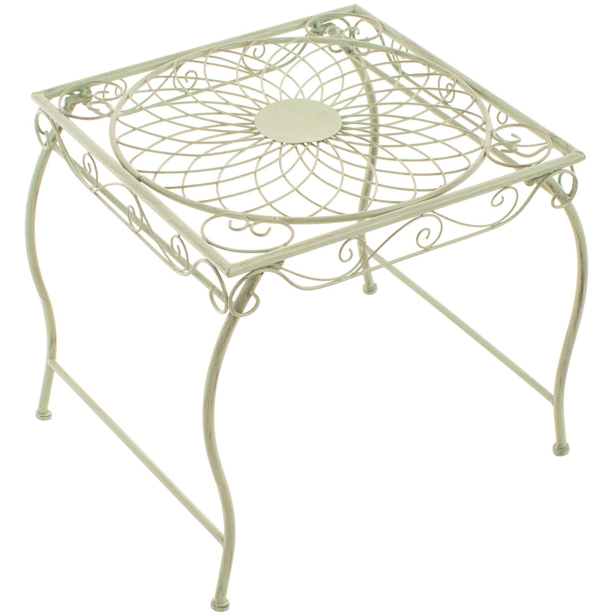 CLP Beistelltisch Gartentisch Balkontisch Terrassentisch (Spar-Set, 1-St., 49 x 45 x 46 cm stabil), Jugendstil, Eisen, Bodenschoner, antike Patina