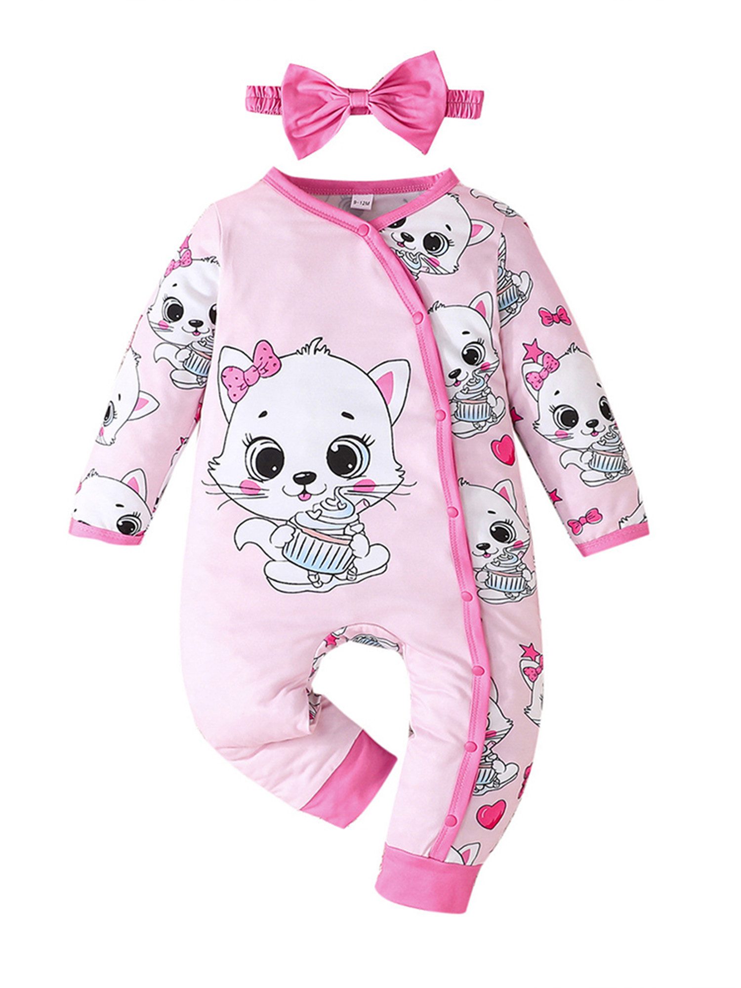Lapastyle Strampler Langarmkleid für Baby Mädchen, süßes Kleid mit Hasen-Drucken (Set, 2-tlg) Babykleidung outfits set, bodysuit mit süße Drucke, Freizeitanzug