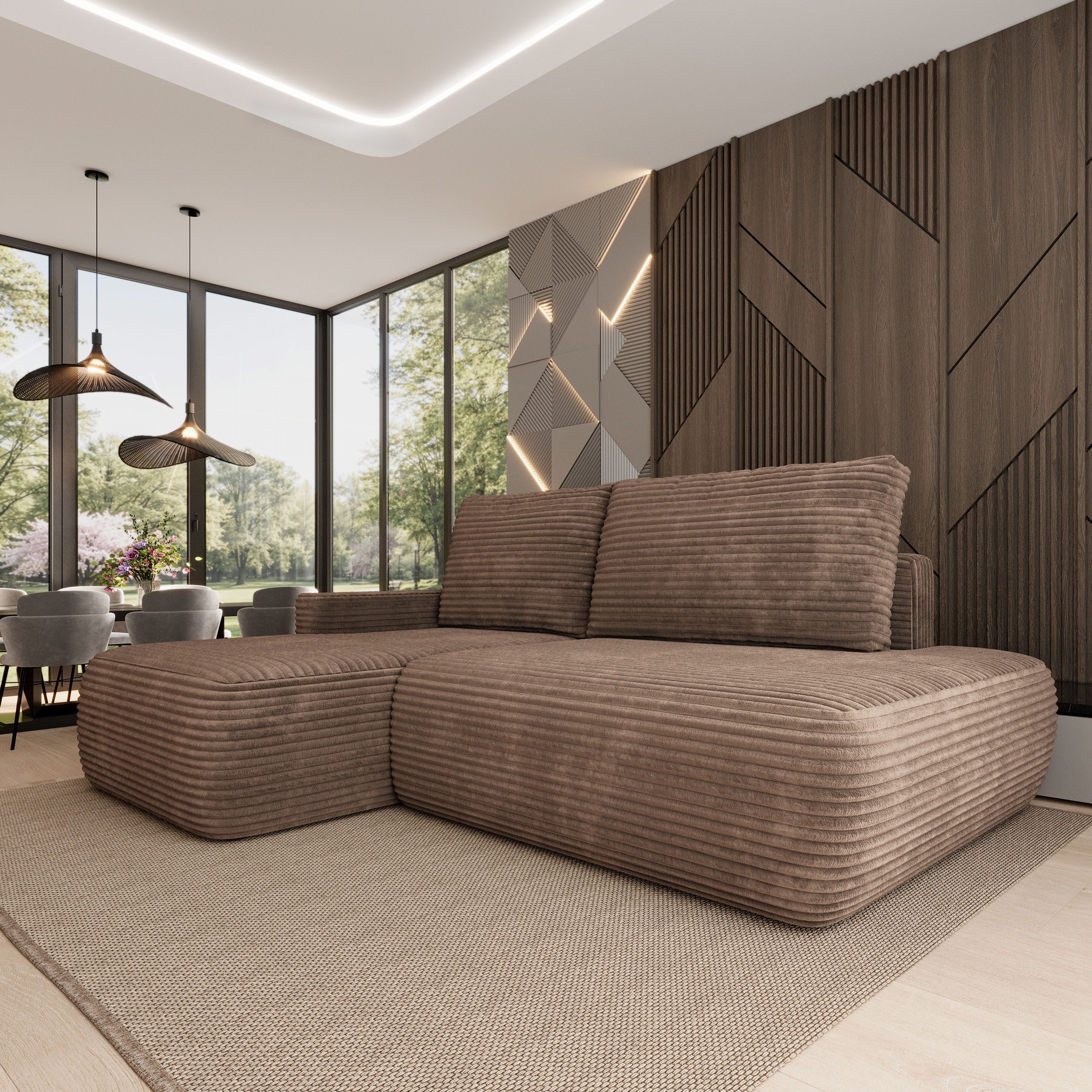 Masseno Ecksofa AVINI mit Schlaffunktion L-Form, Sofa mit Bettkasten