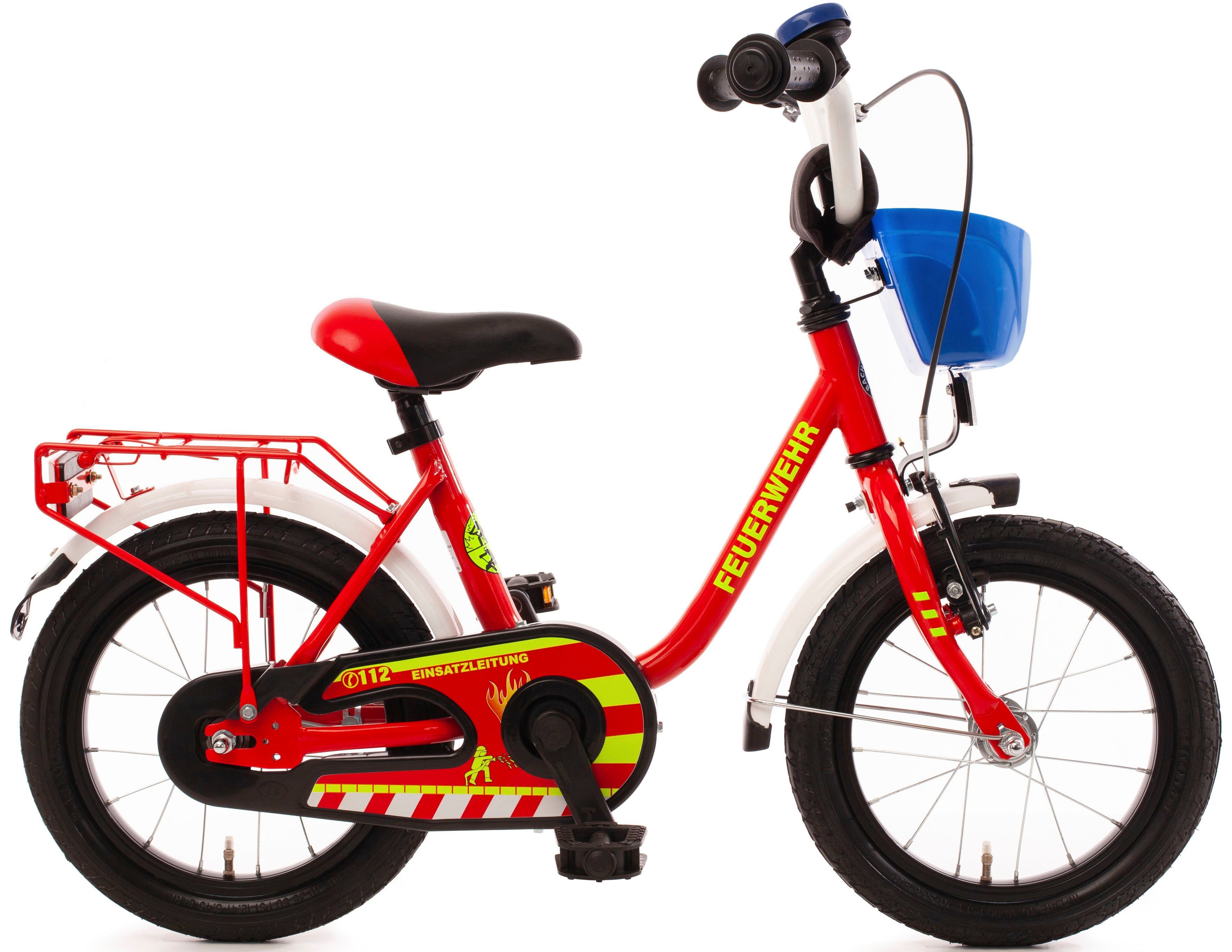 Bachtenkirch Kinderfahrrad 14" Feuerwehr, 1 Gang, ohne Schaltung
