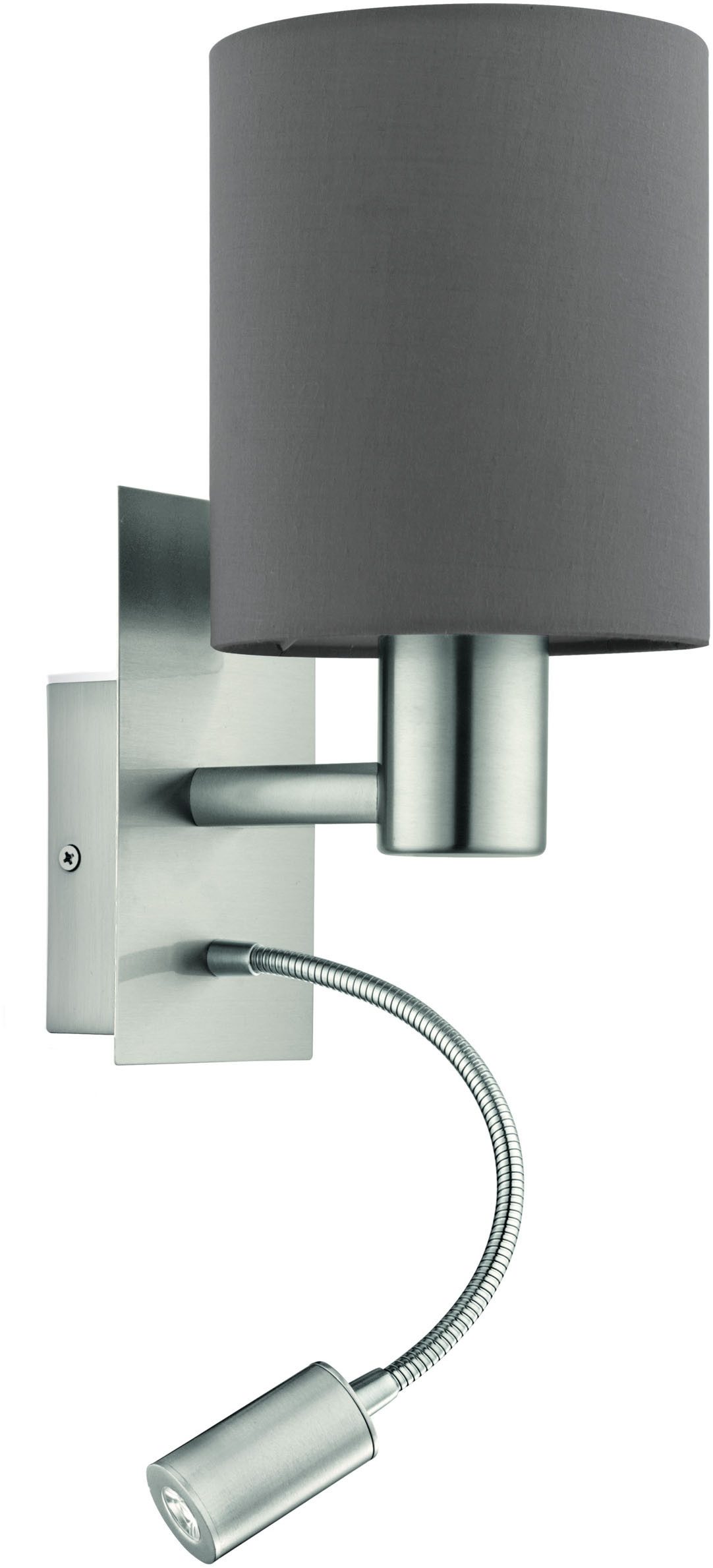 EGLO Wandleuchte PASTERI Wandlampe - Stahl - E27;LED - 1X40W;1X3,8W - IP20, Ein-/Ausschalter, Lesearm, ohne Leuchtmittel, Warmweiß, Wandstrahler, Wandspot, Wohnzimmer, Schlafzimmer, L15 x H38 x AL19,5cm