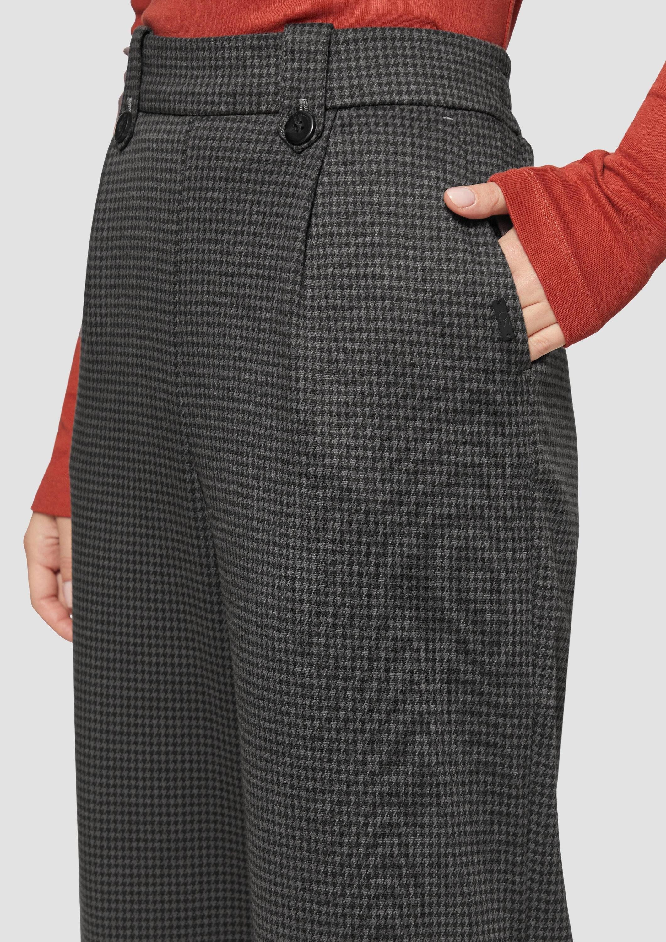 QS Chinos Hose Gemusterte Wide-Leg-Hose aus Interlock-Jersey – Bild 4 von 5